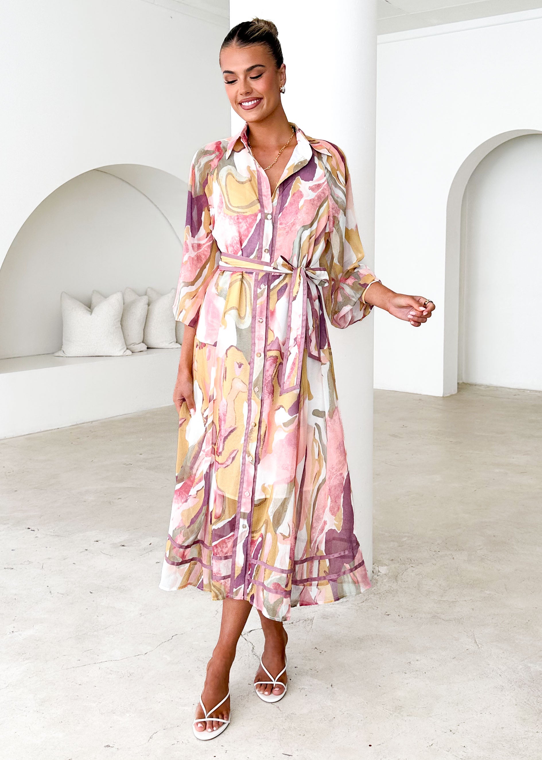 Acorro Midi Dress - Fig Swirl