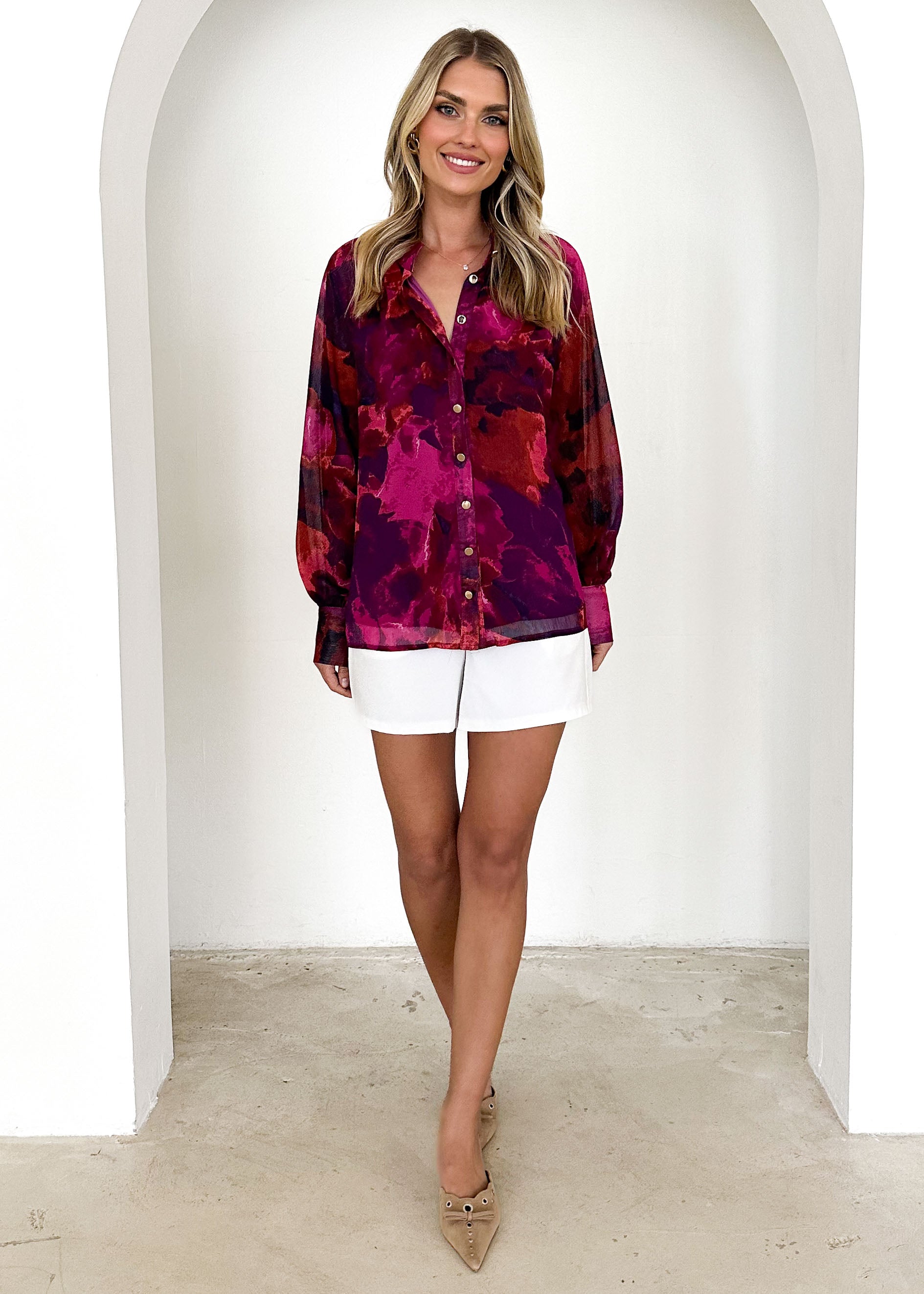 Delaney Shirt - Plum Splash