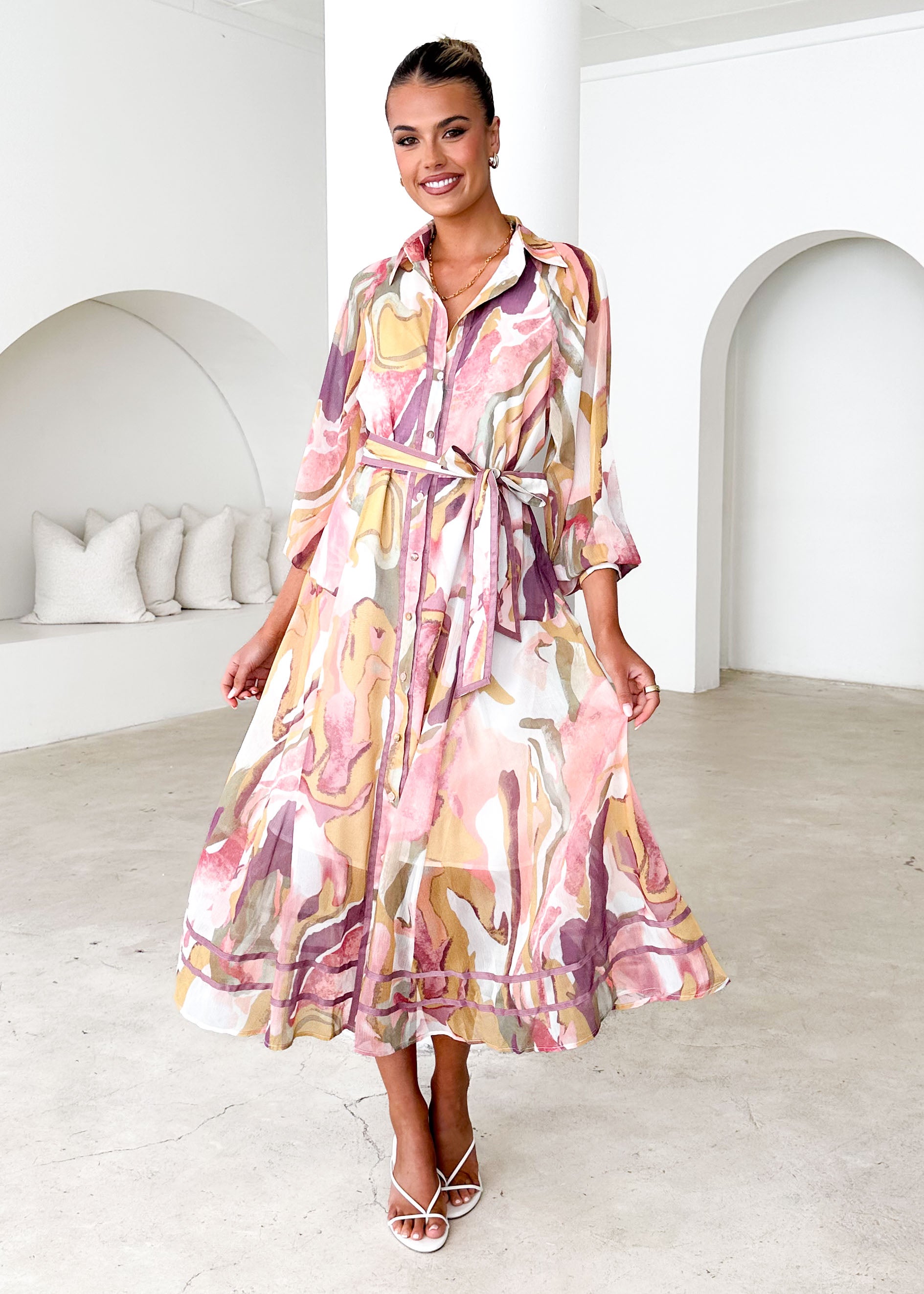 Acorro Midi Dress - Fig Swirl