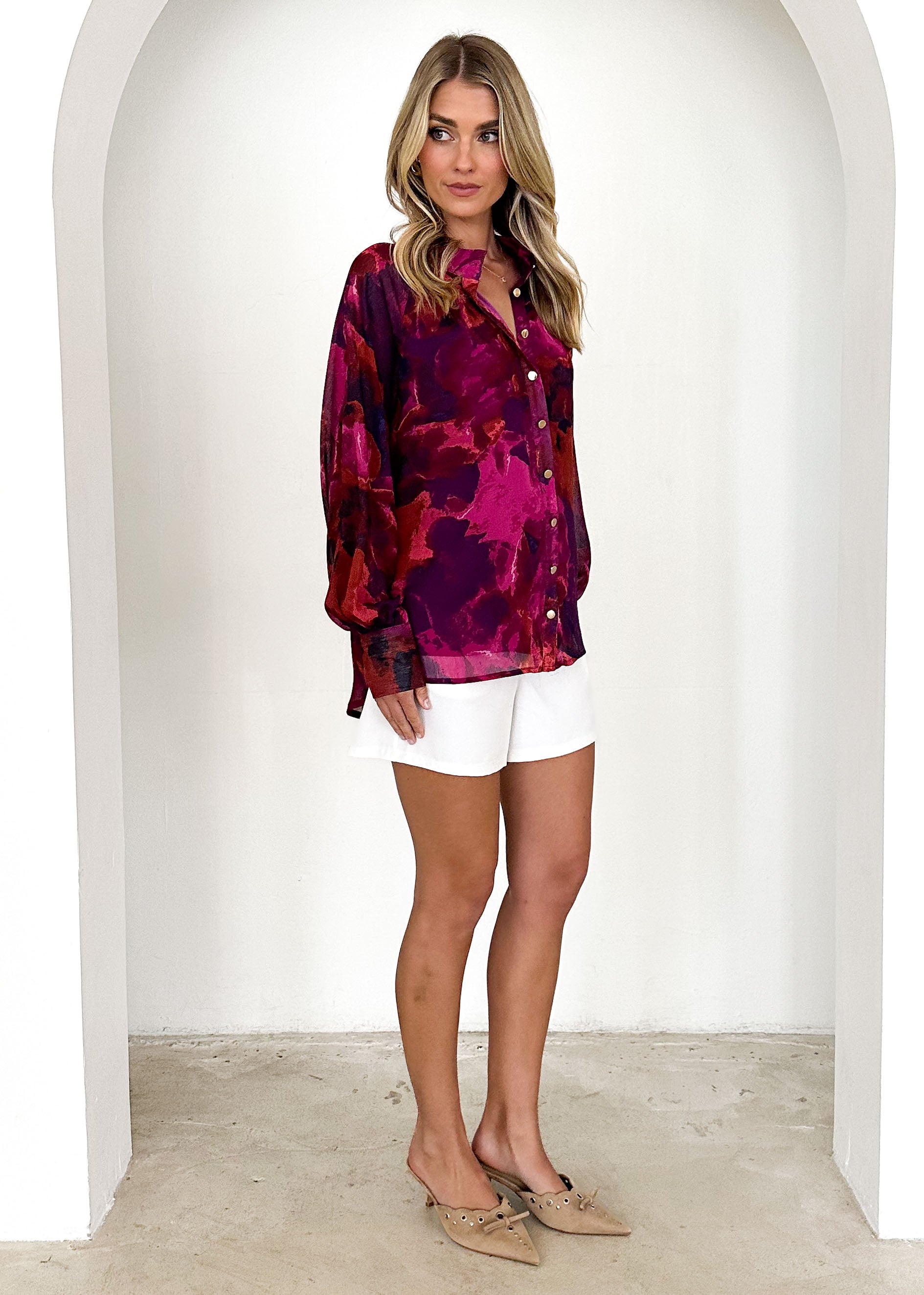 Delaney Shirt - Plum Splash