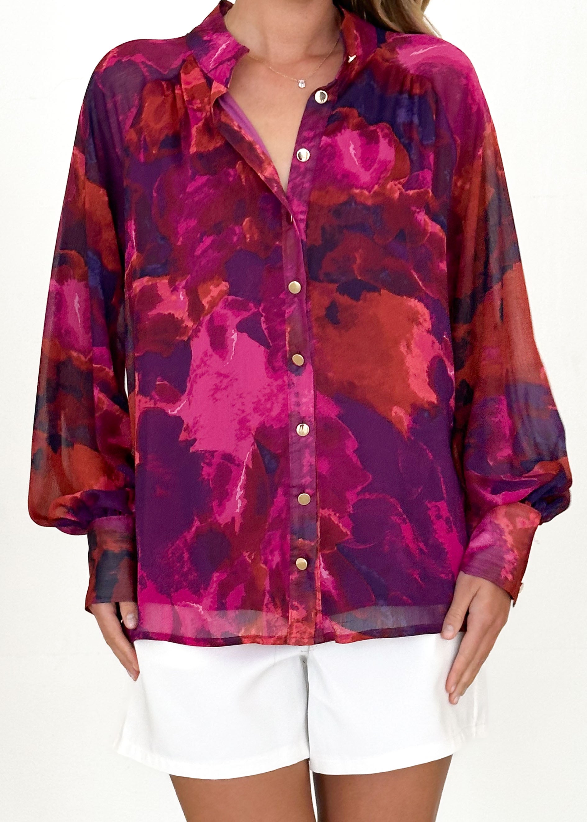 Delaney Shirt - Plum Splash