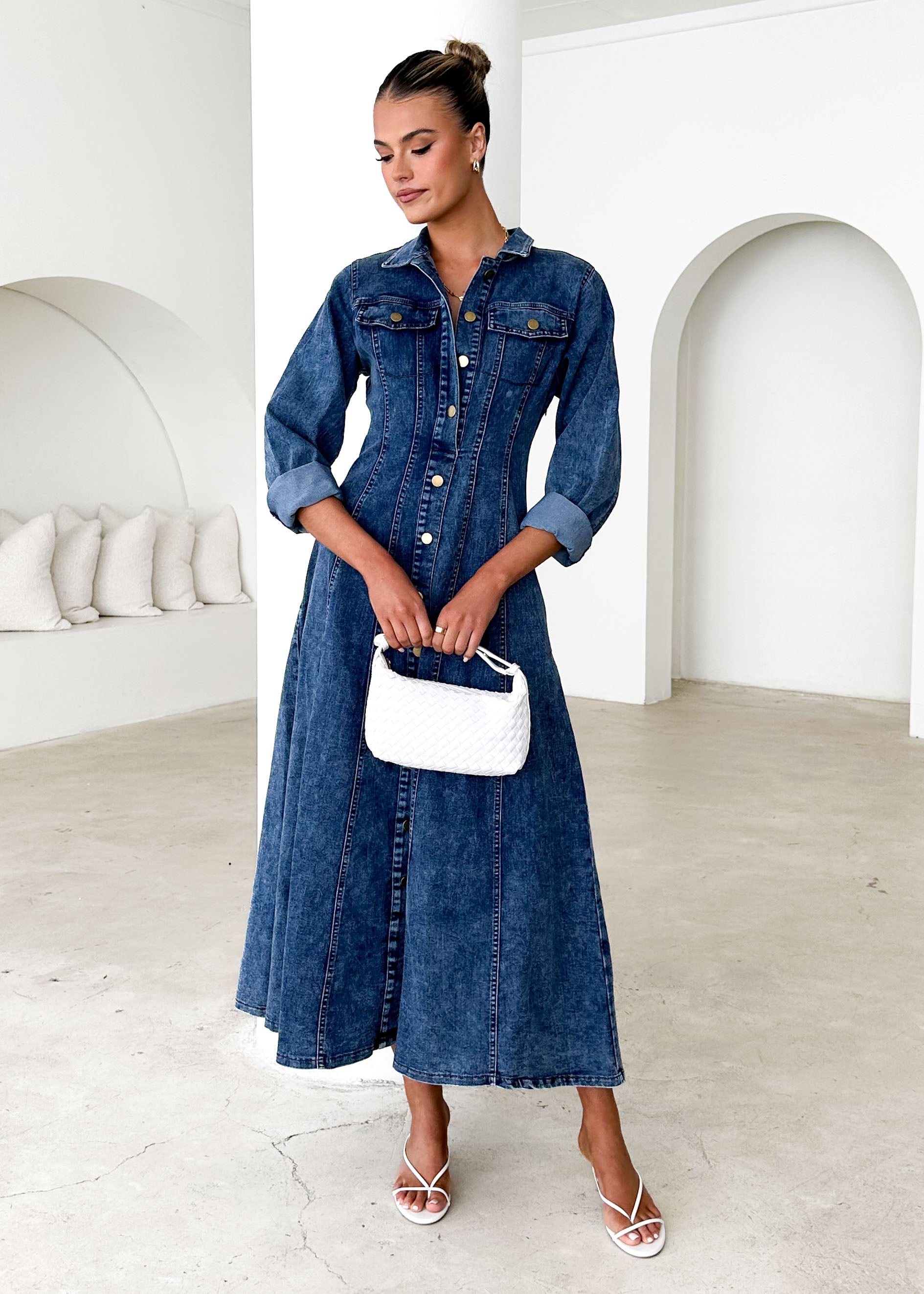 Cantrell Denim Maxi Dress - Mid Blue