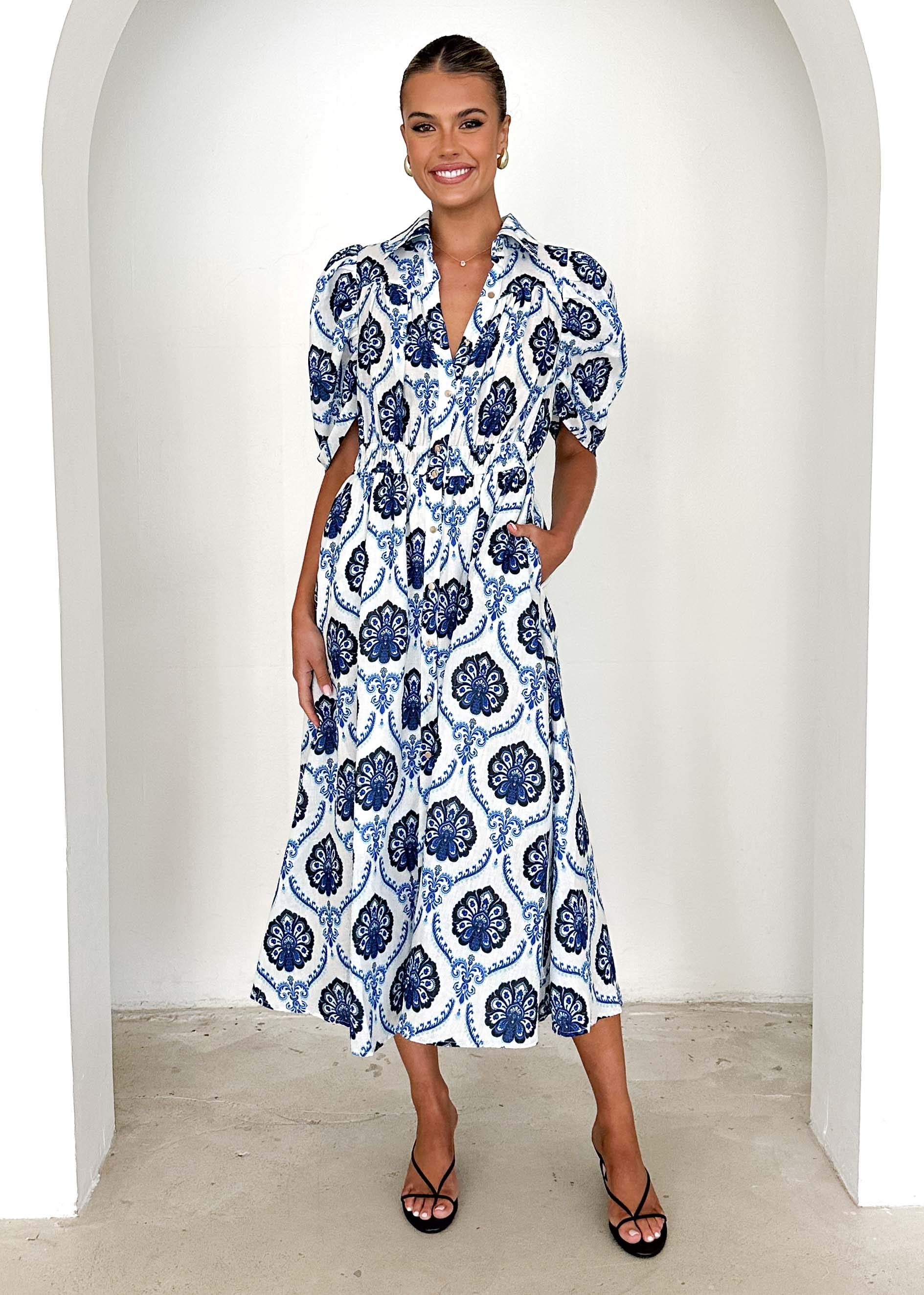 Bolt Maxi Dress - Blue Abstract