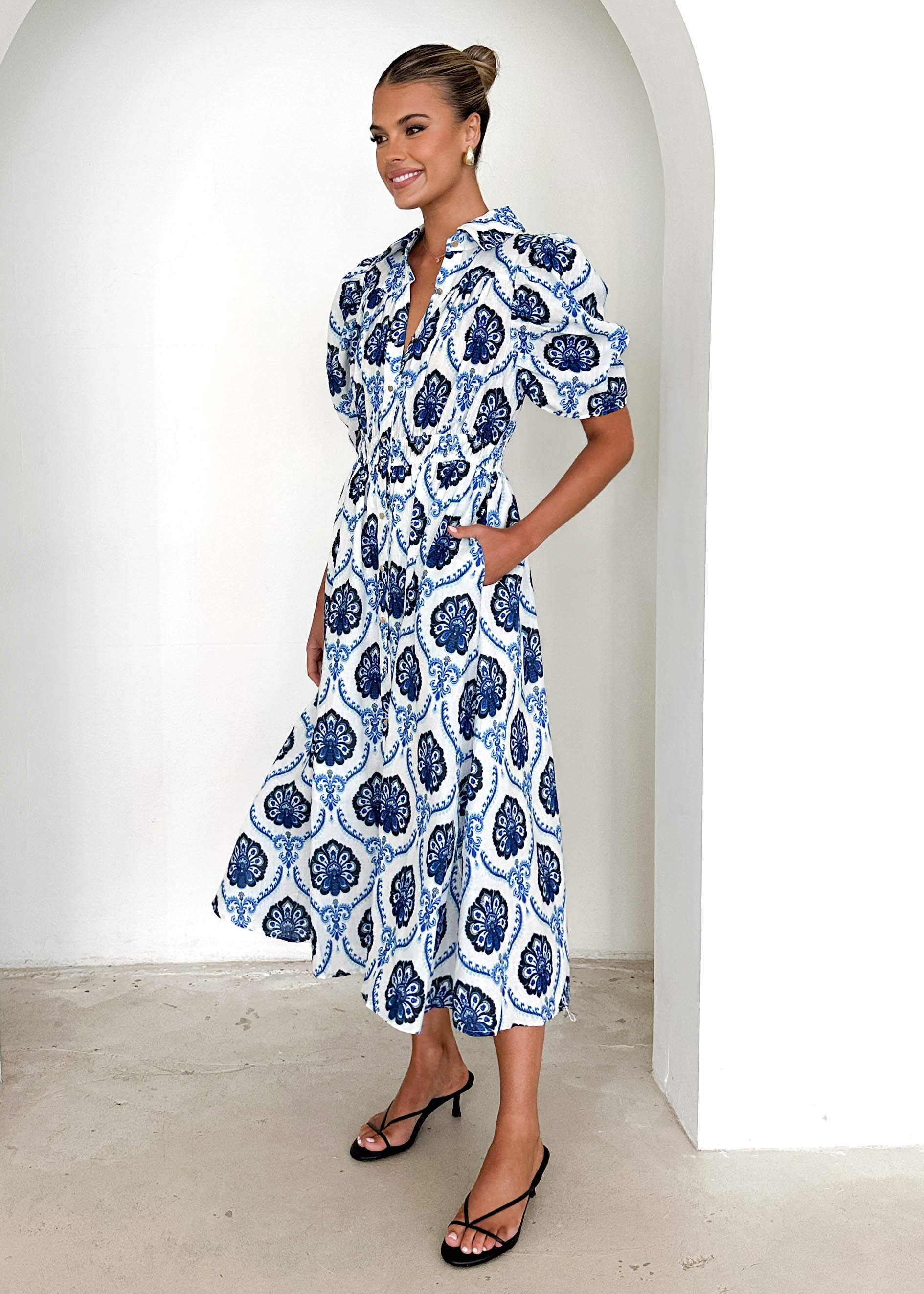 Bolt Maxi Dress - Blue Abstract