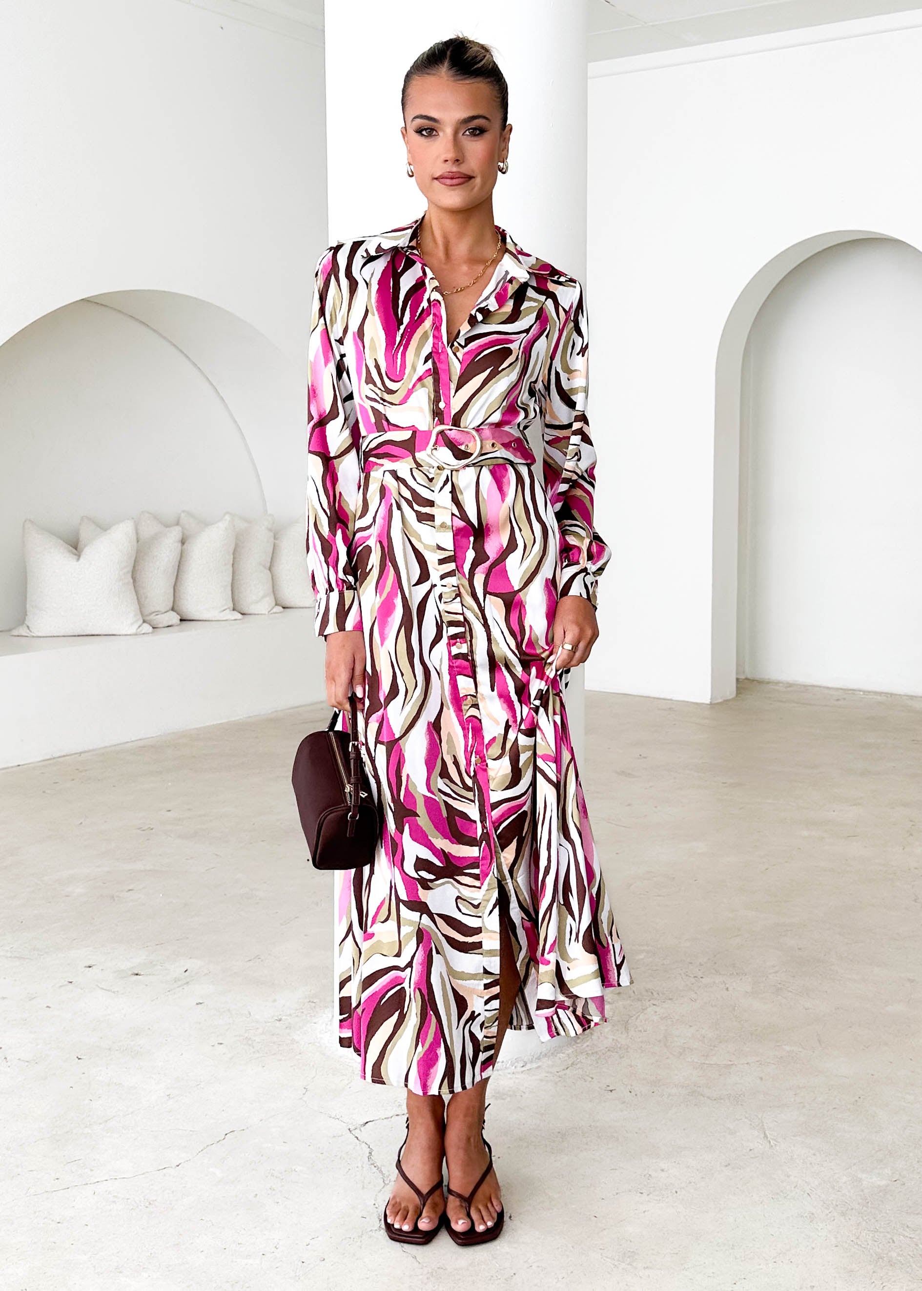 Maderra Midi Dress - Fuchsia Safari