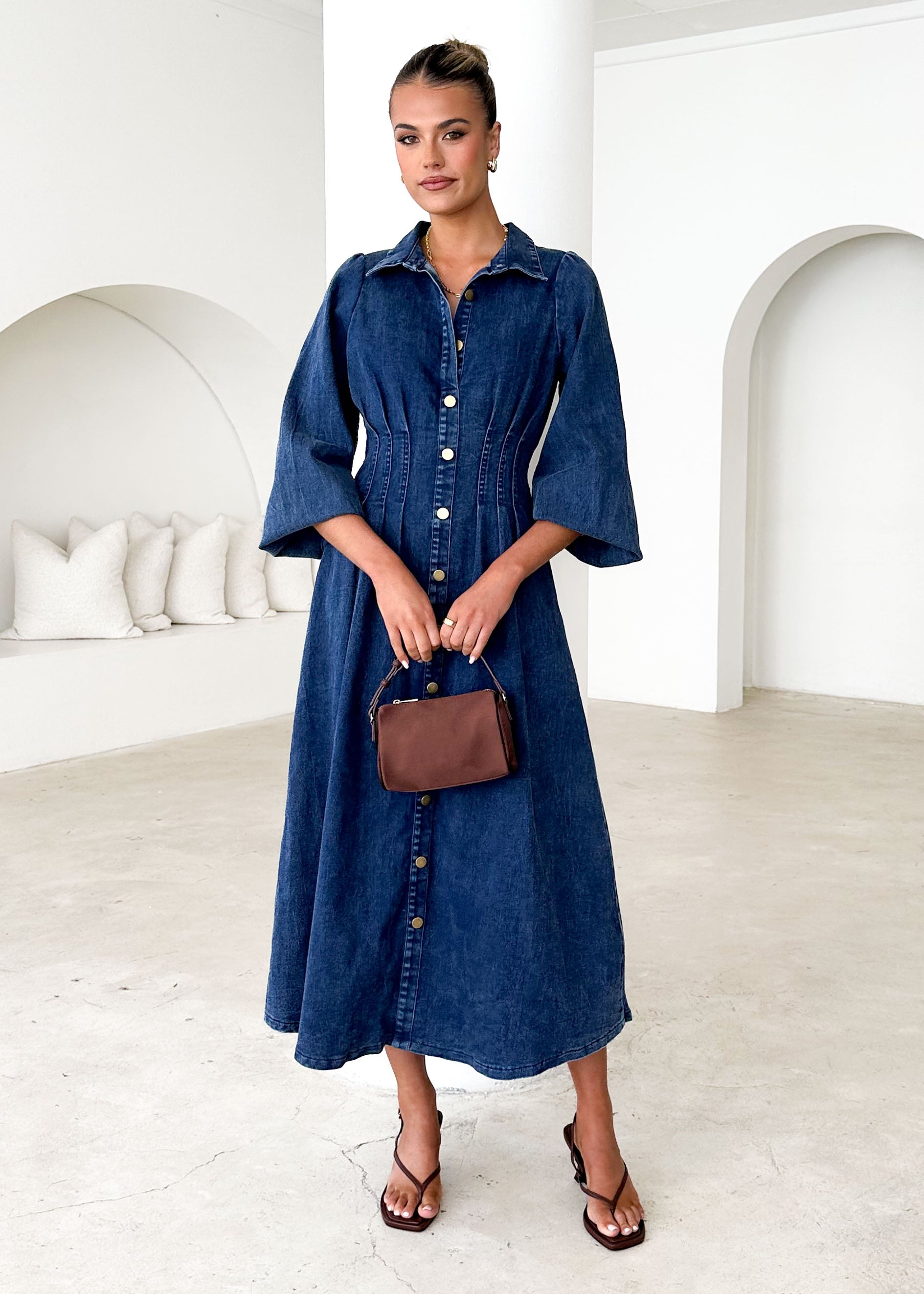 Karliat Denim Maxi Dress - Dark Blue