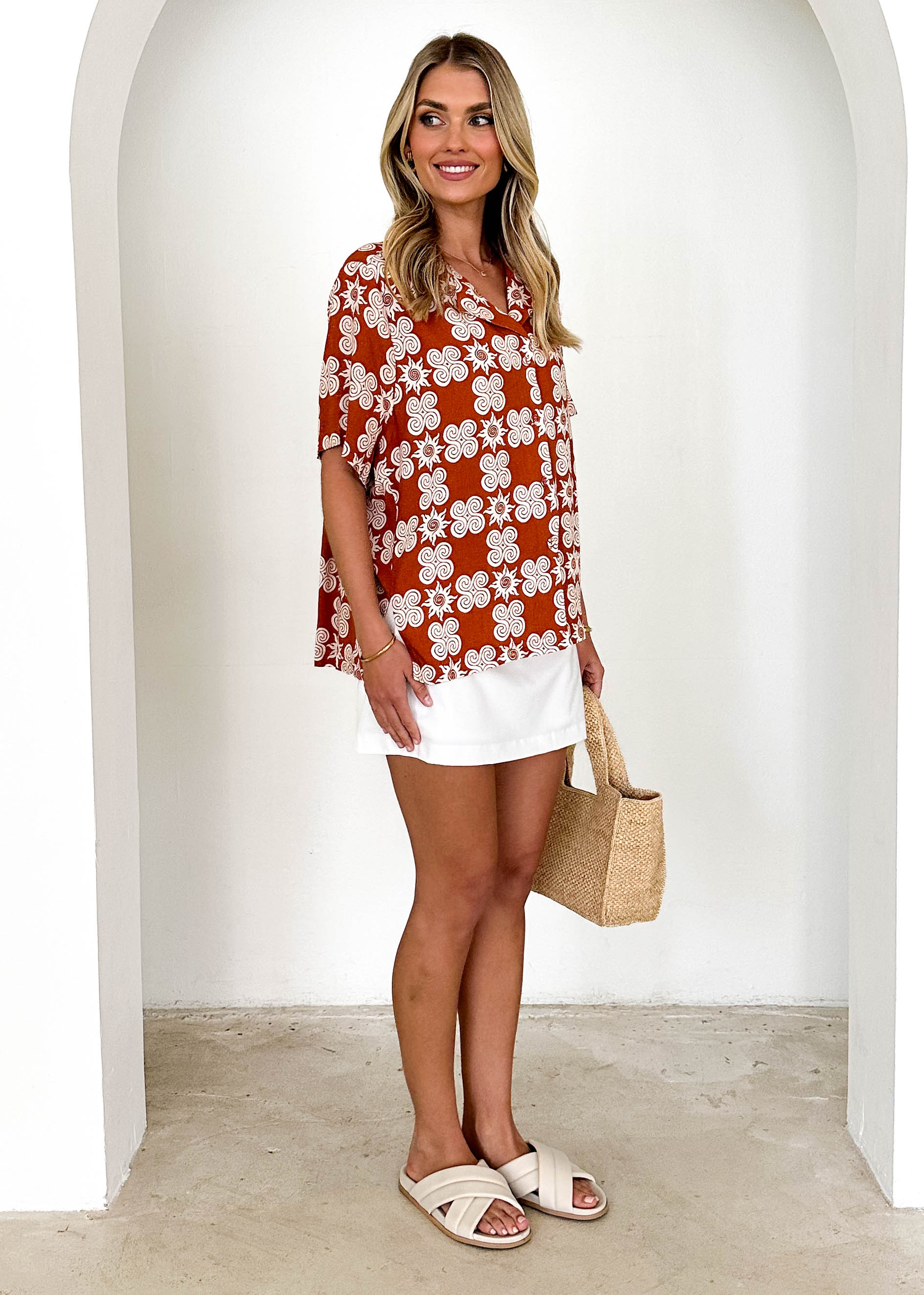 Trista Shirt - Burnt Orange Soleil