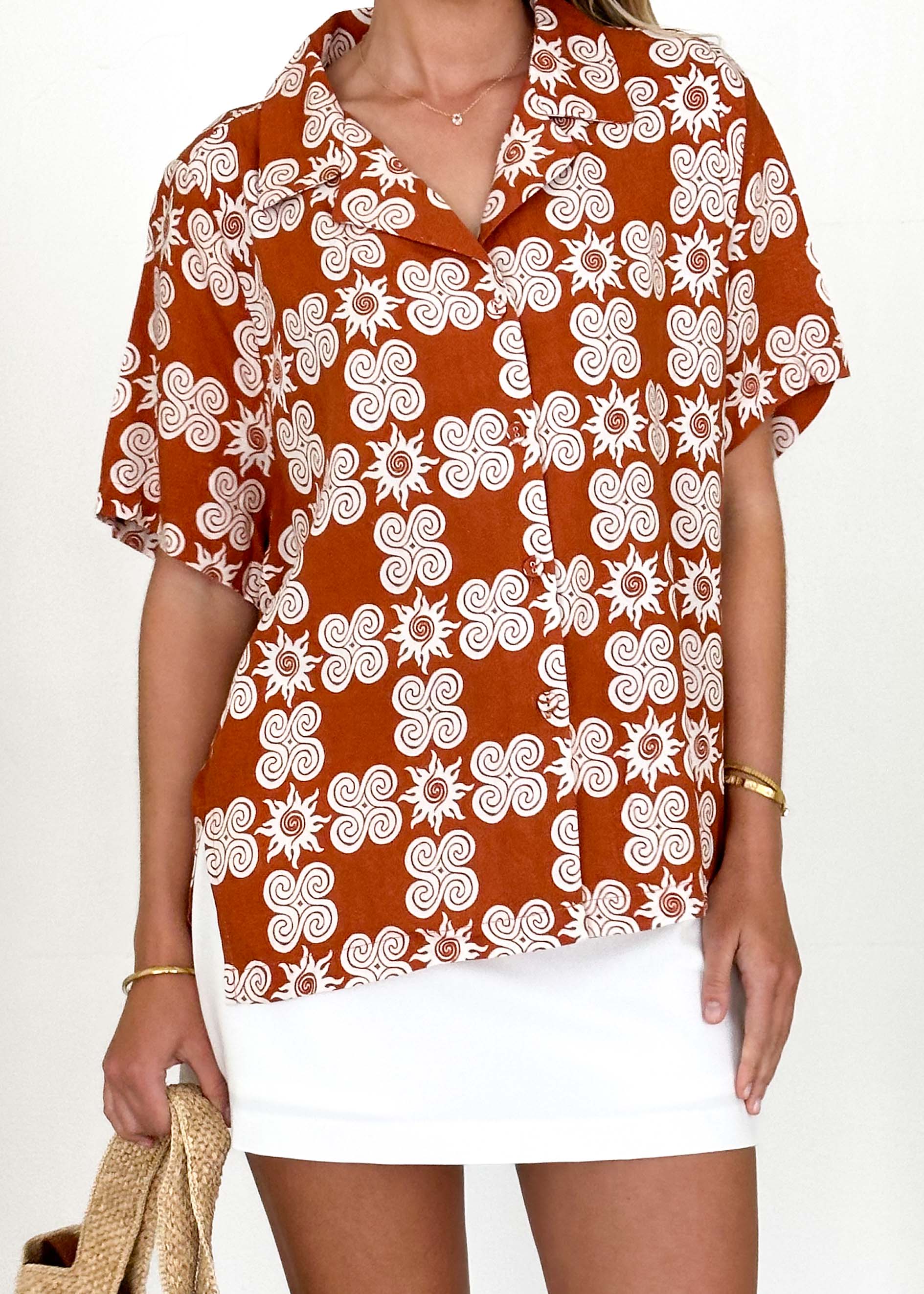 Trista Shirt - Burnt Orange Soleil