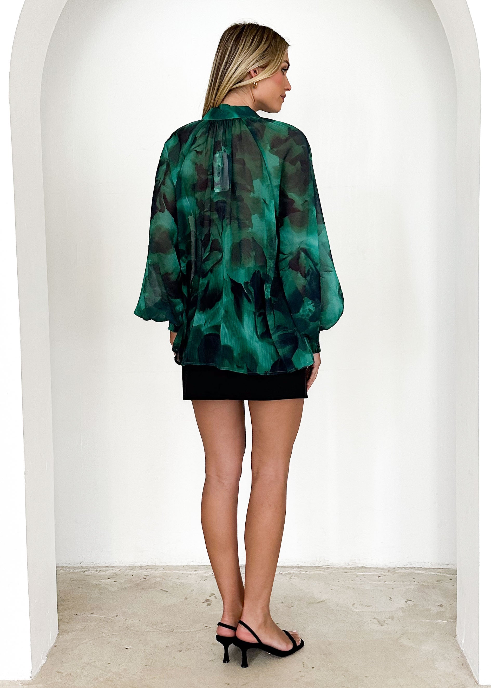 Kamey Blouse - Emerald Watercolour