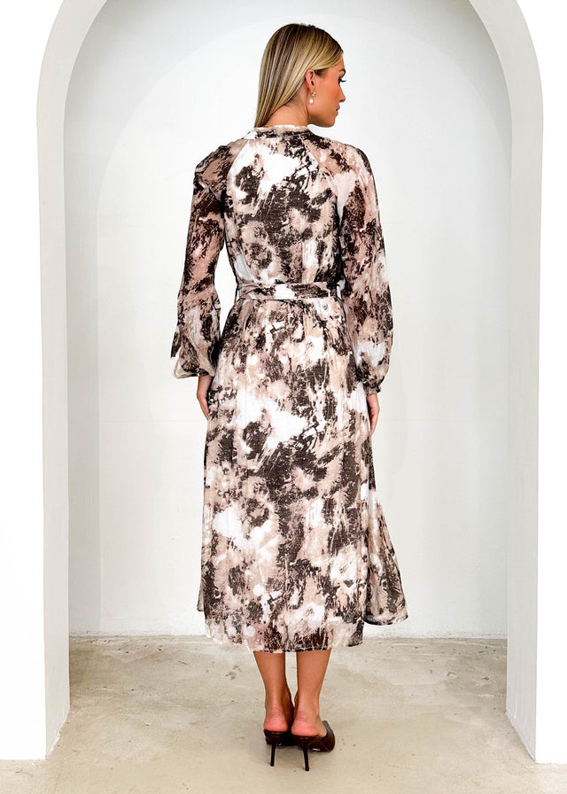 Beckra Midi Dress - Coffee Marble