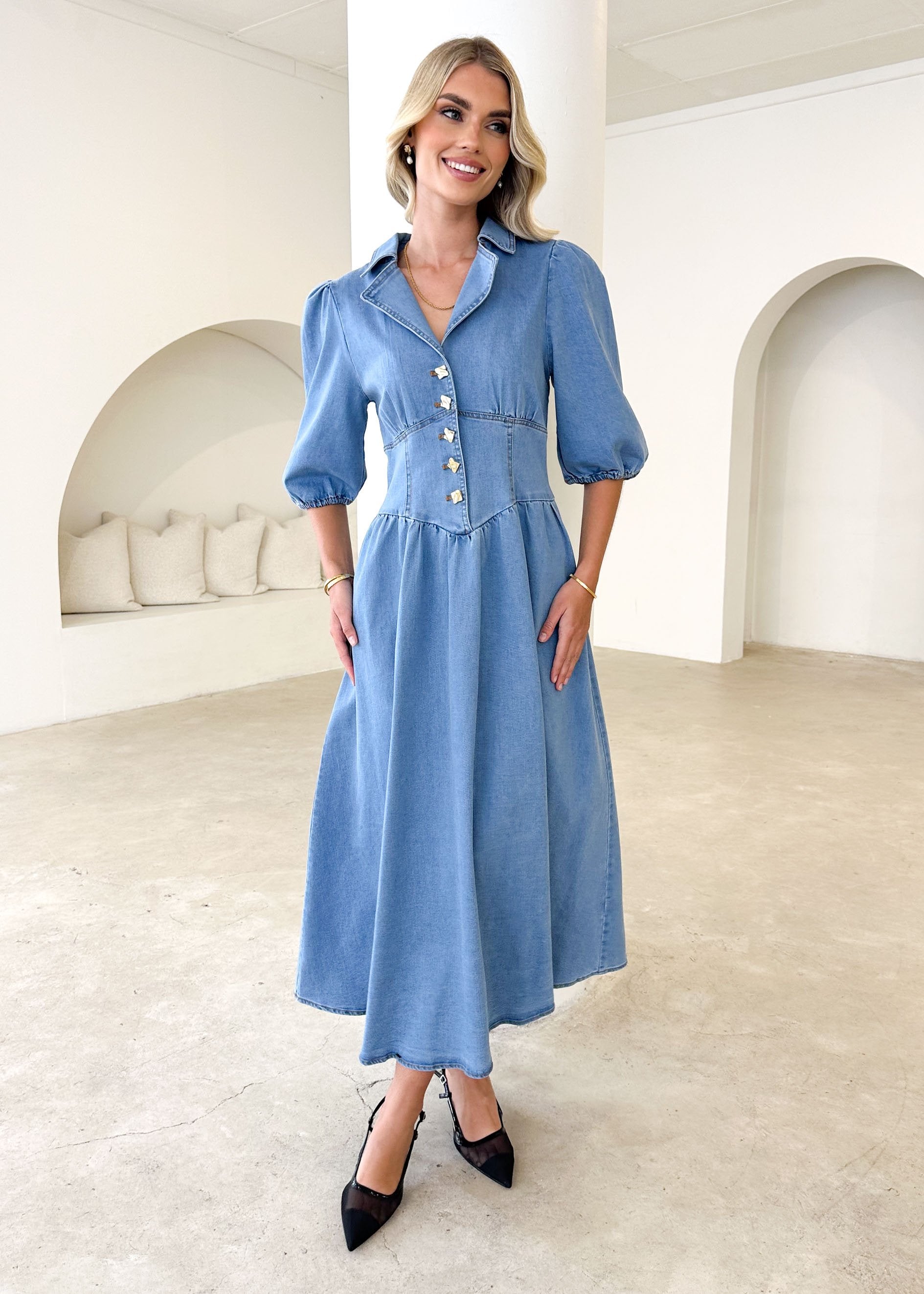 Denim maxi dresses hotsell