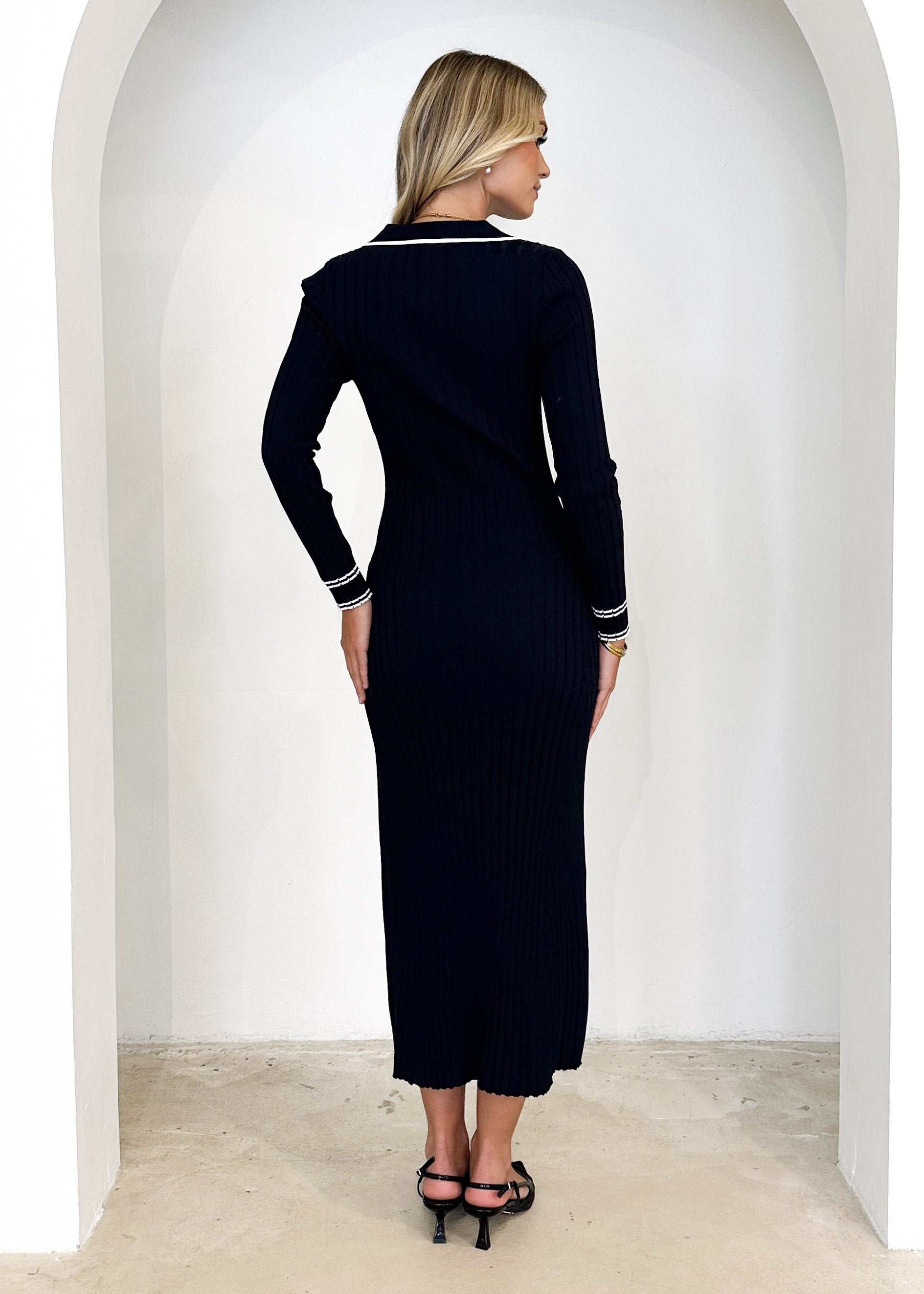 Everiel Knit Midi Dress - Navy