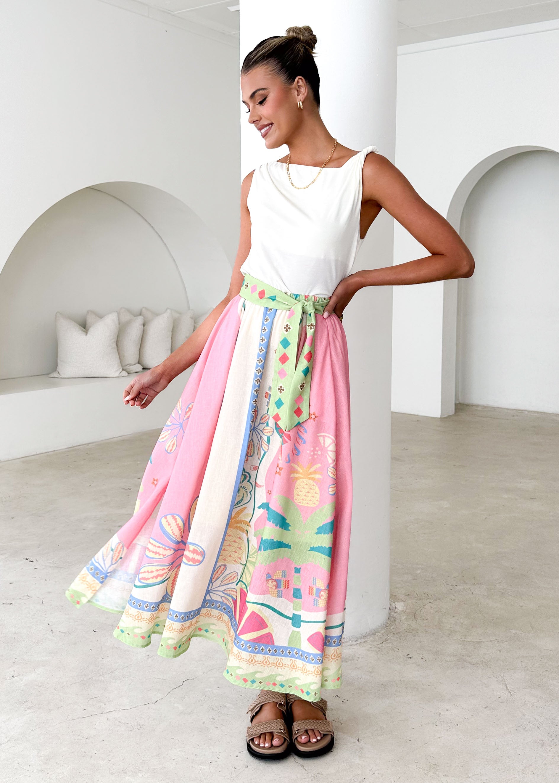 Avoca Maxi Skirt - Pink Rio