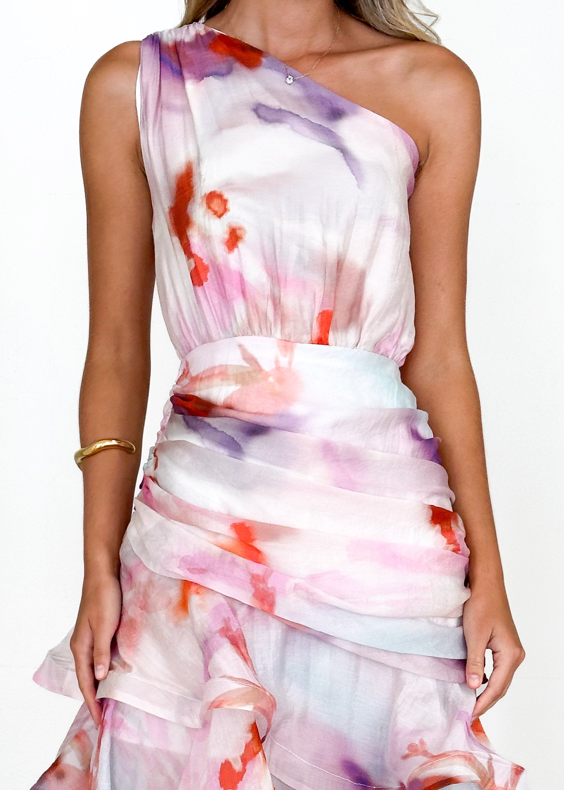 Zaba One Shoulder Maxi Dress - Pink Haze