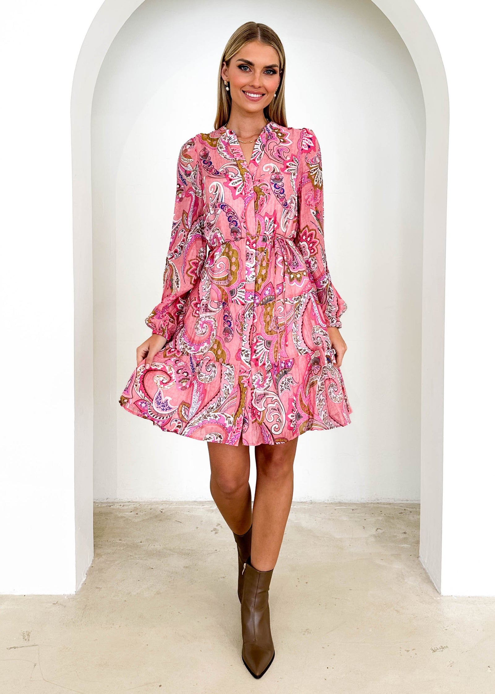 Shop Long Sleeve Mini Dresses - Gingham & Heels