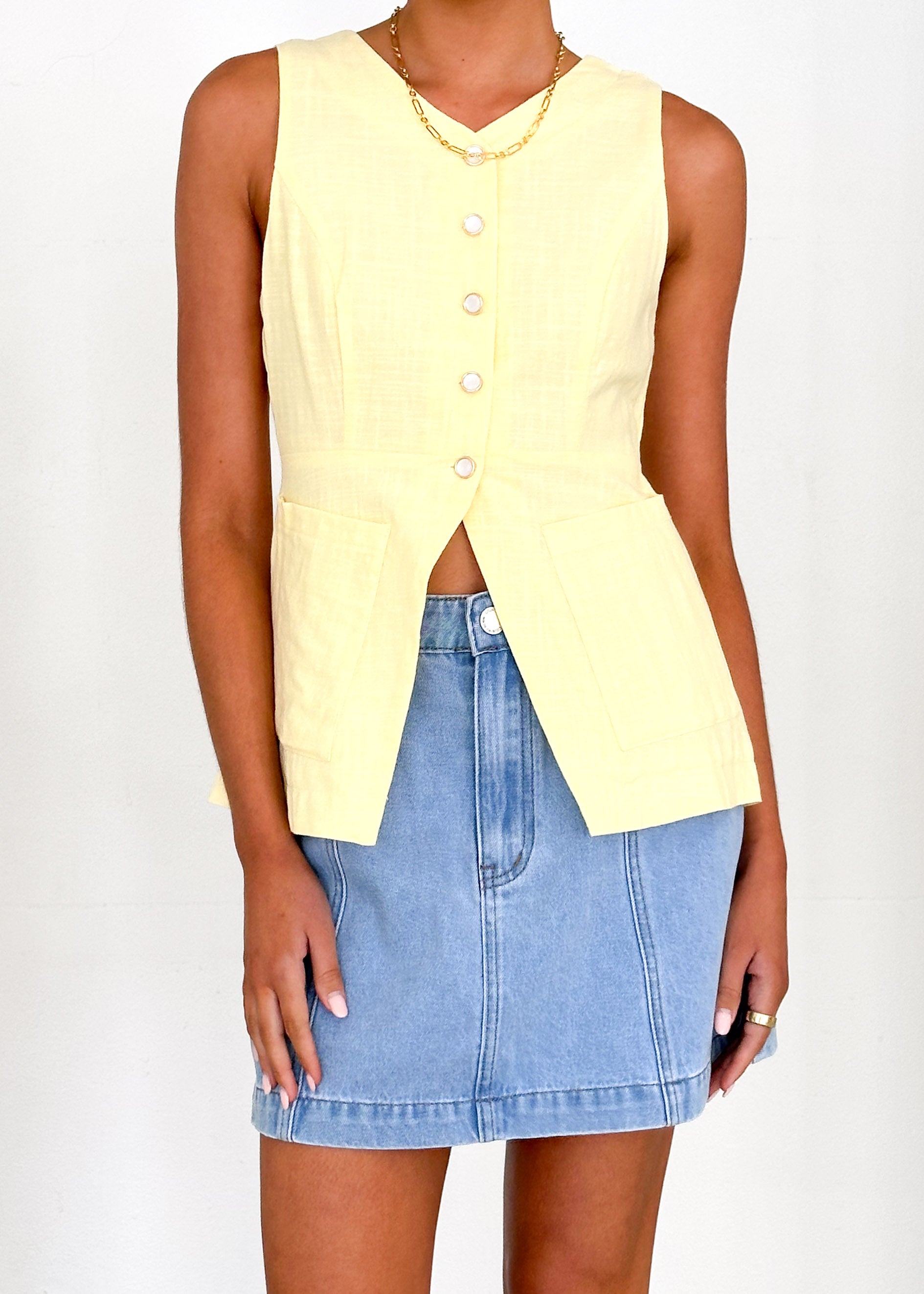 Kaycee Vest Top - Lemon