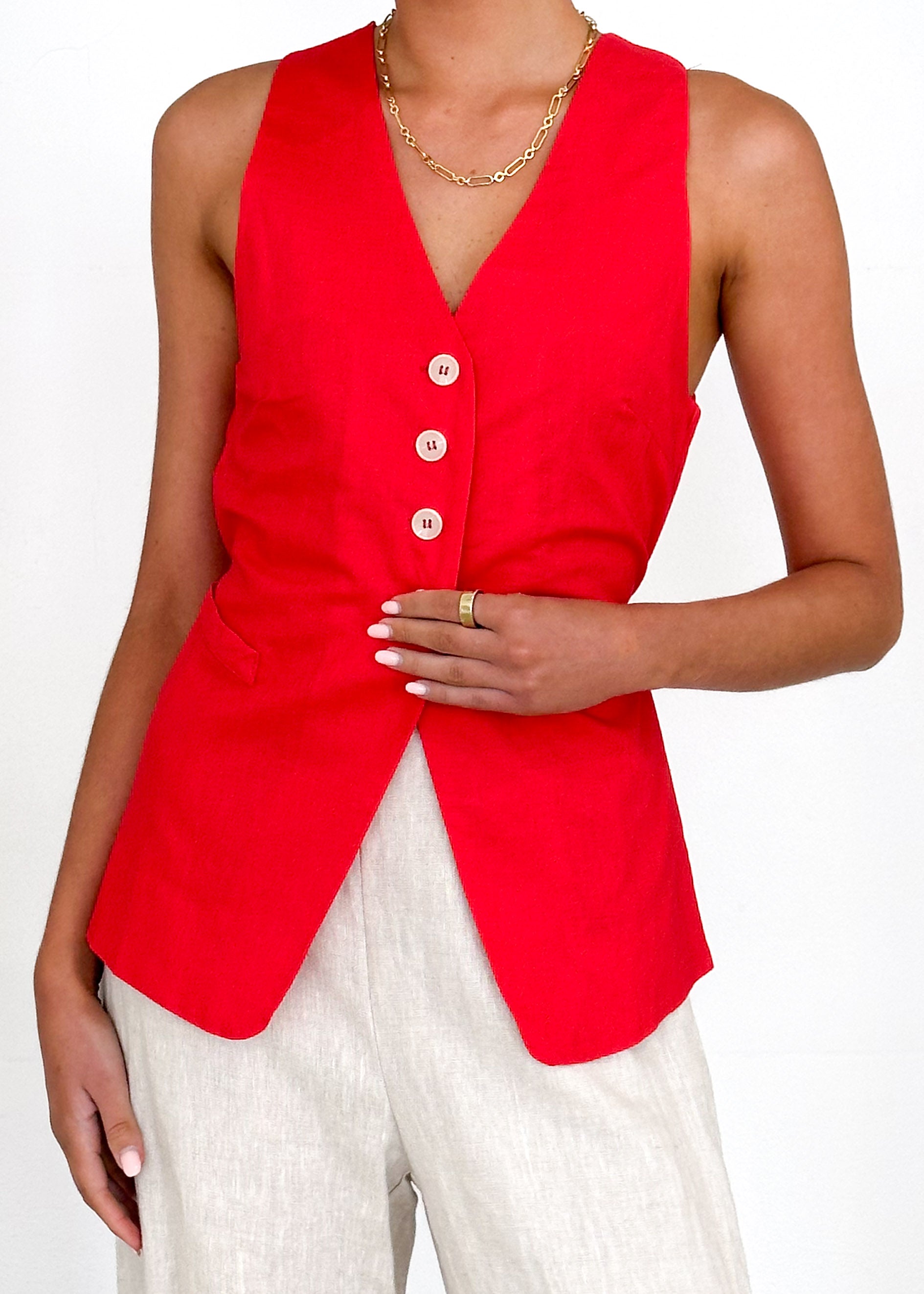 Elise Vest Top - Red