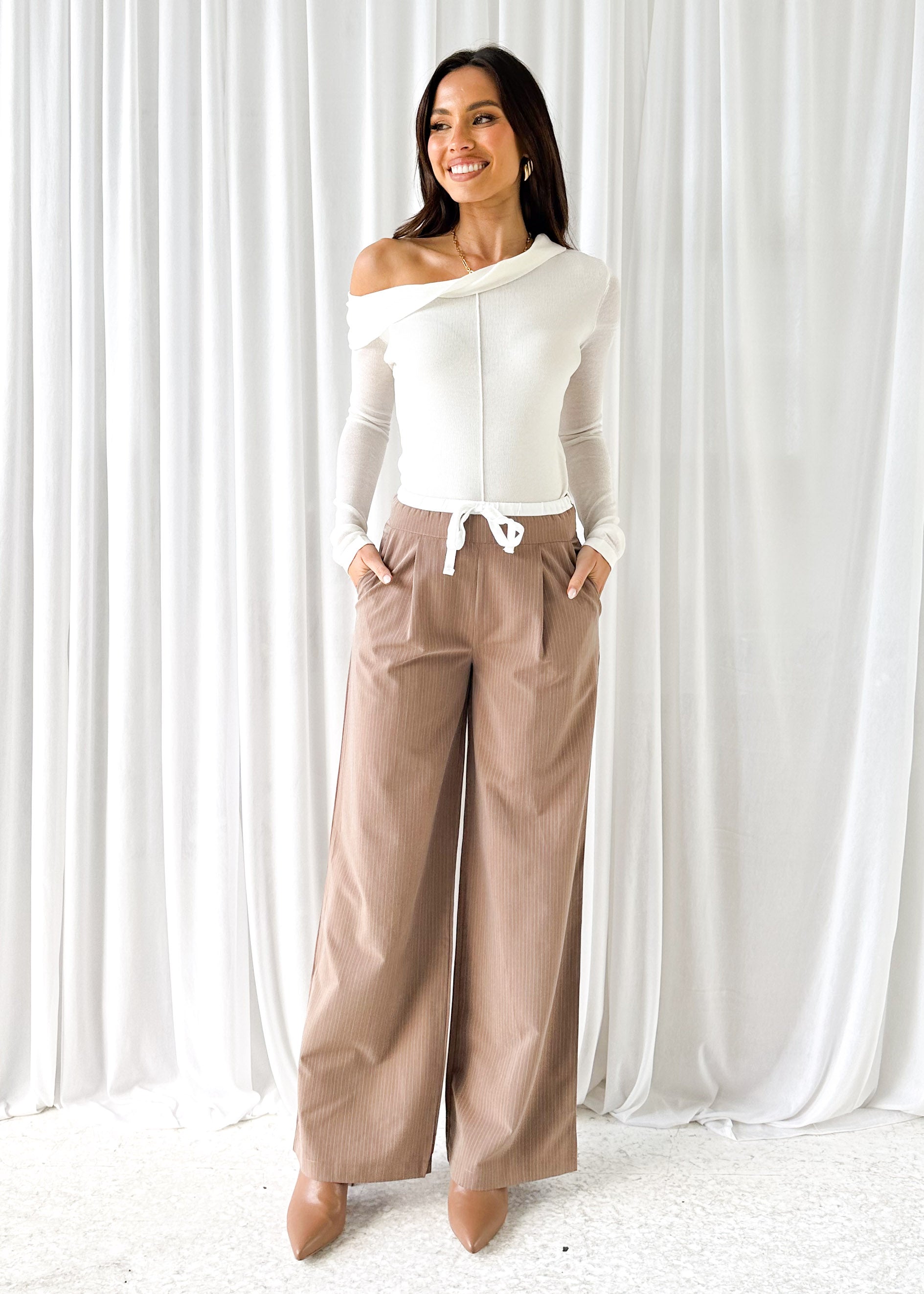 Sadra Pants - Brown Pinstripe