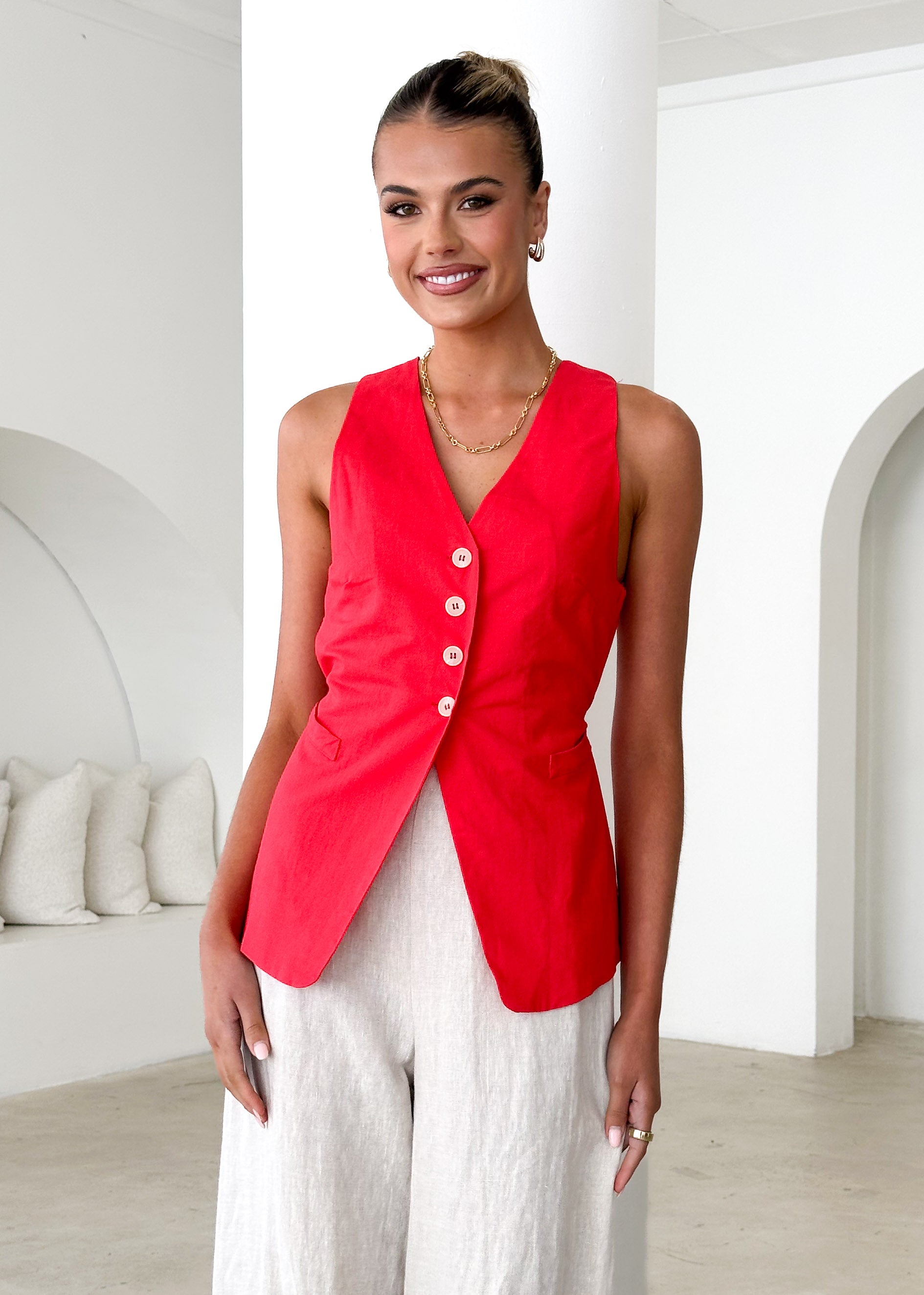 Elise Vest Top - Red