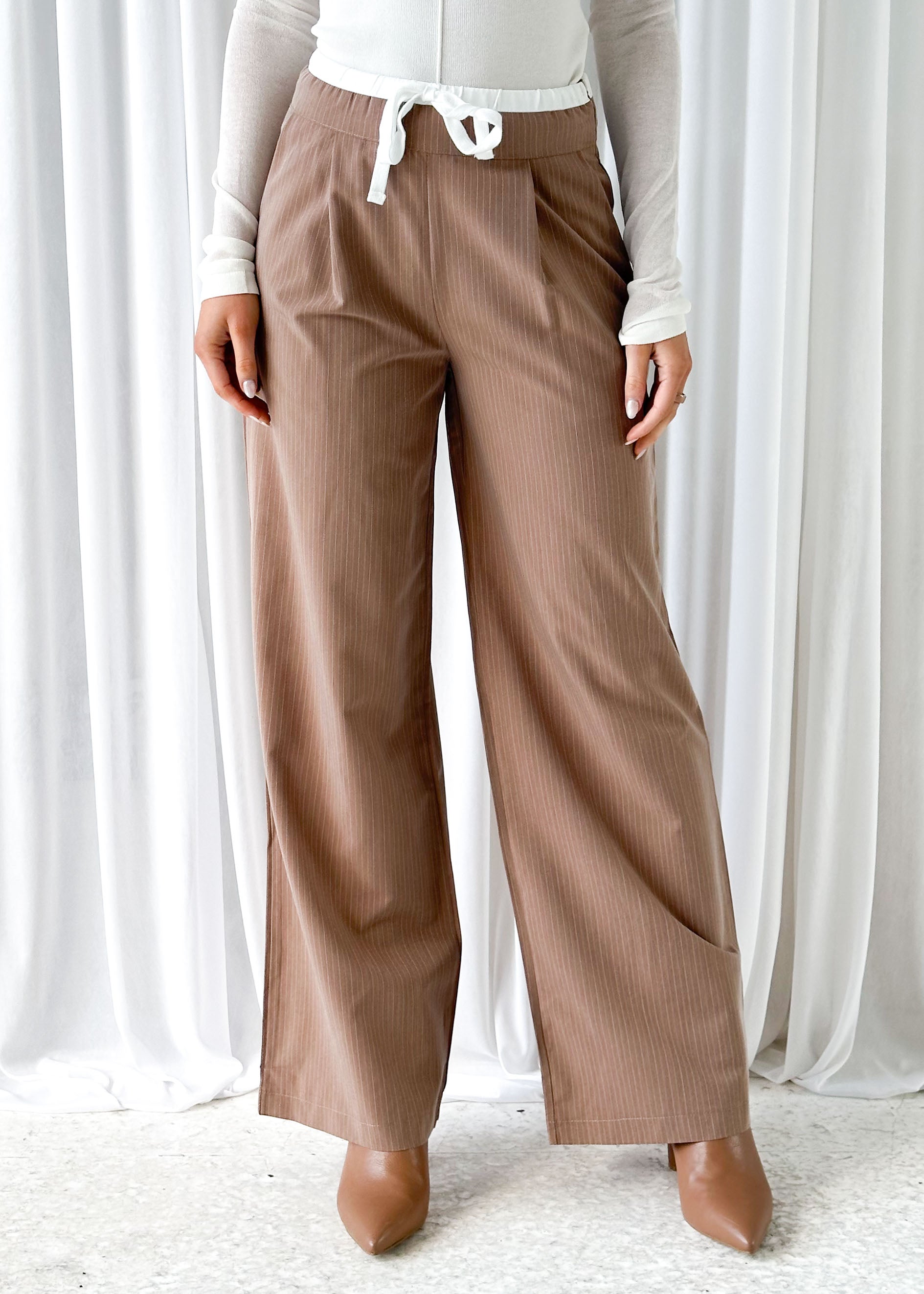 Sadra Pants - Brown Pinstripe