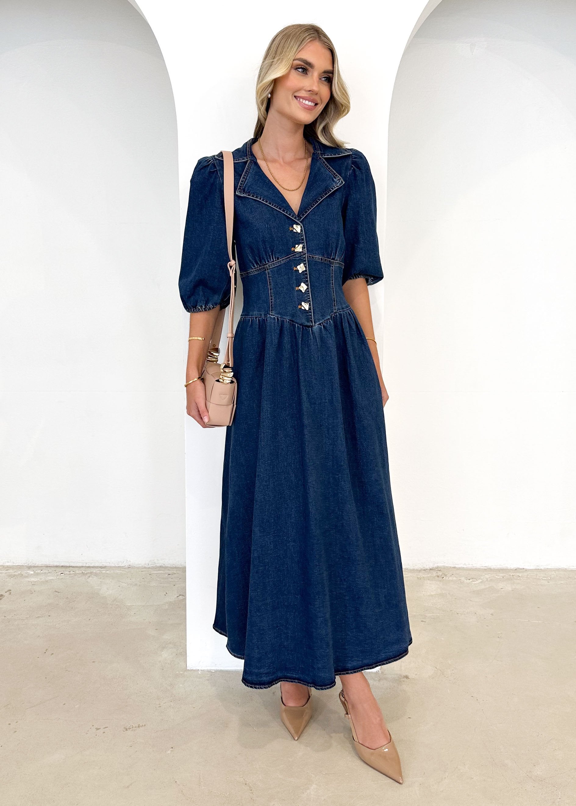 Carmine Denim Maxi Dress - Indigo