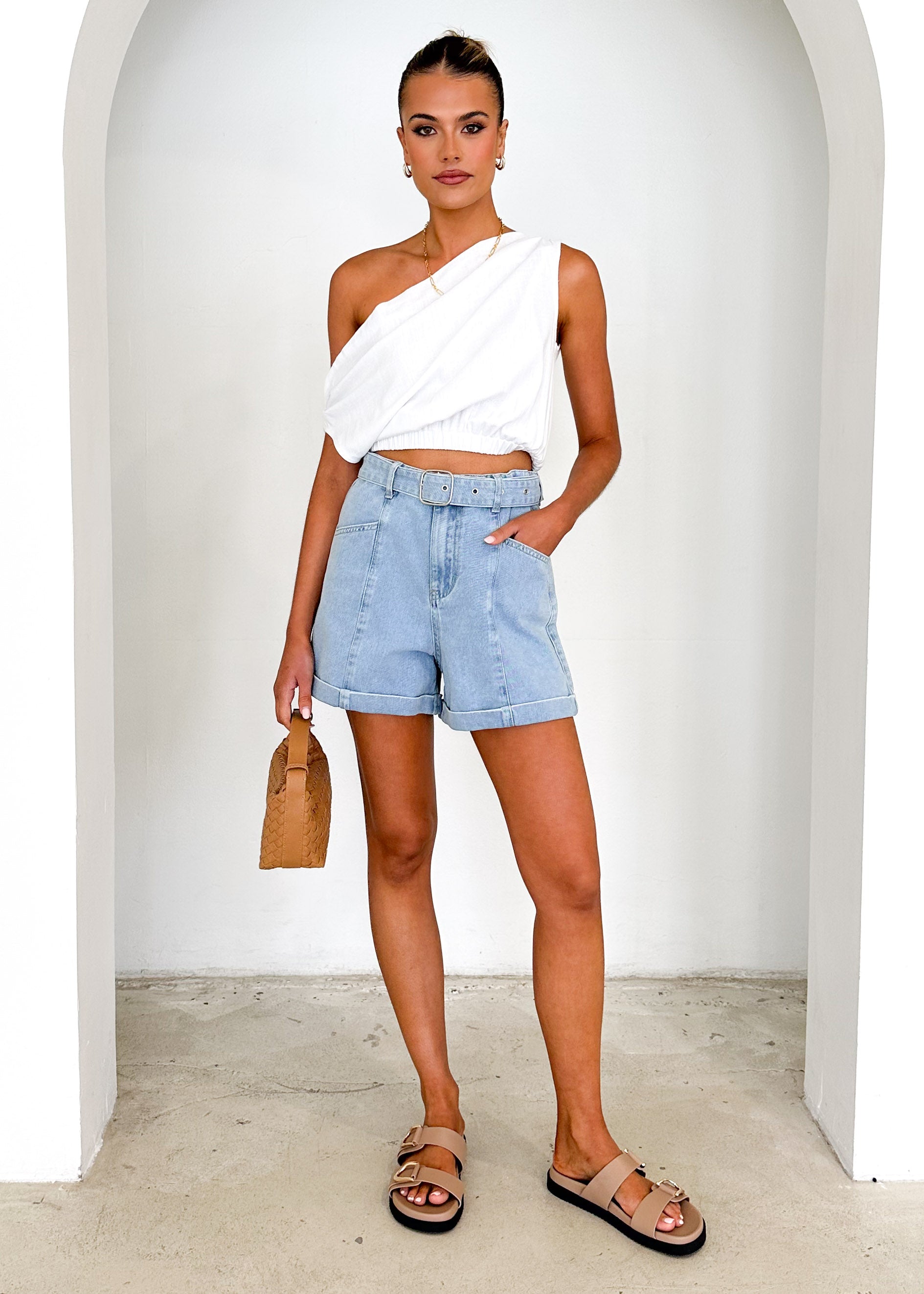 Emiko One Shoulder Crop - Off White