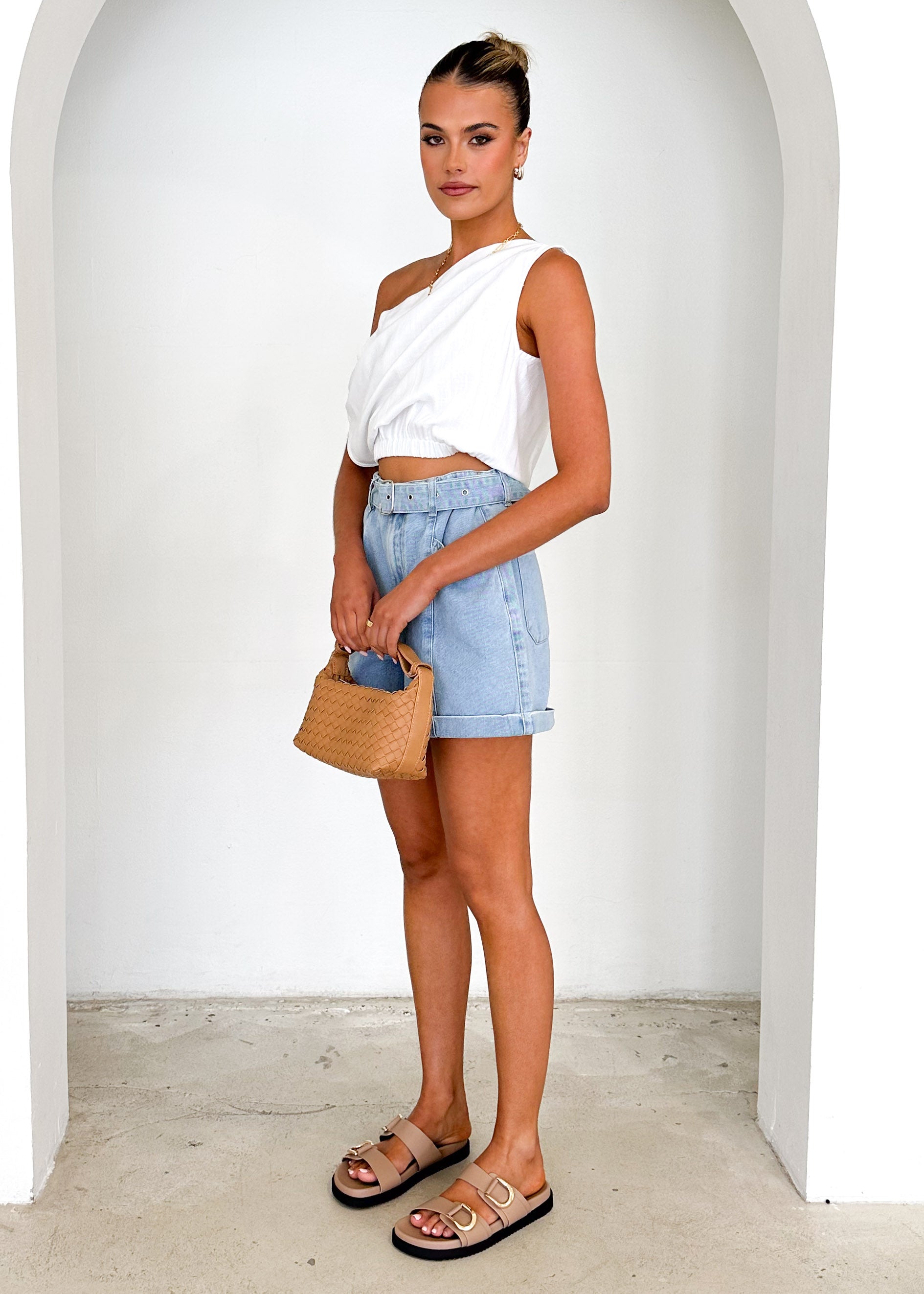 Emiko One Shoulder Crop - Off White