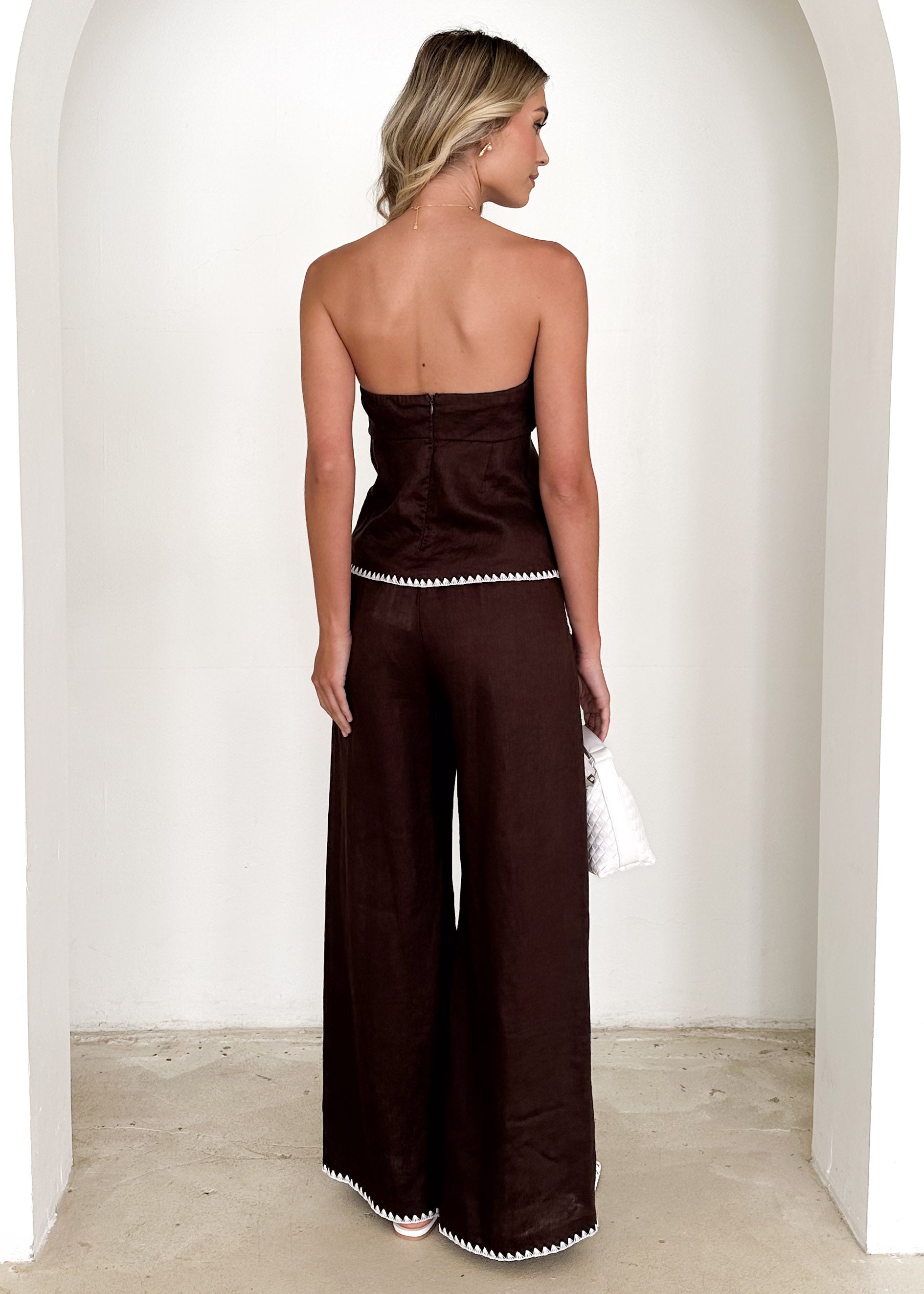 Lavisa Strapless Linen Top - Chocolate