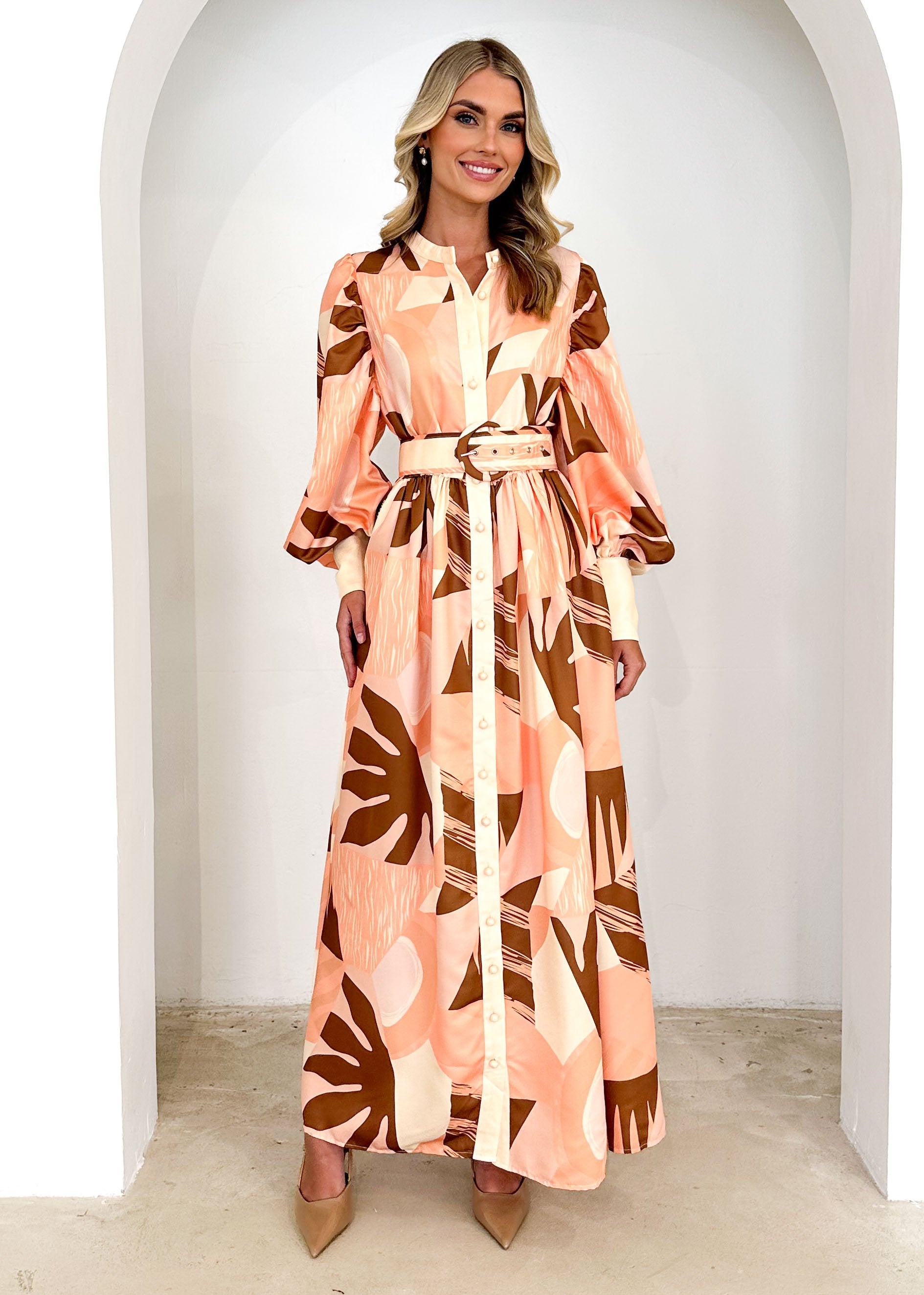 Briar Maxi Dress - Peach Abstract