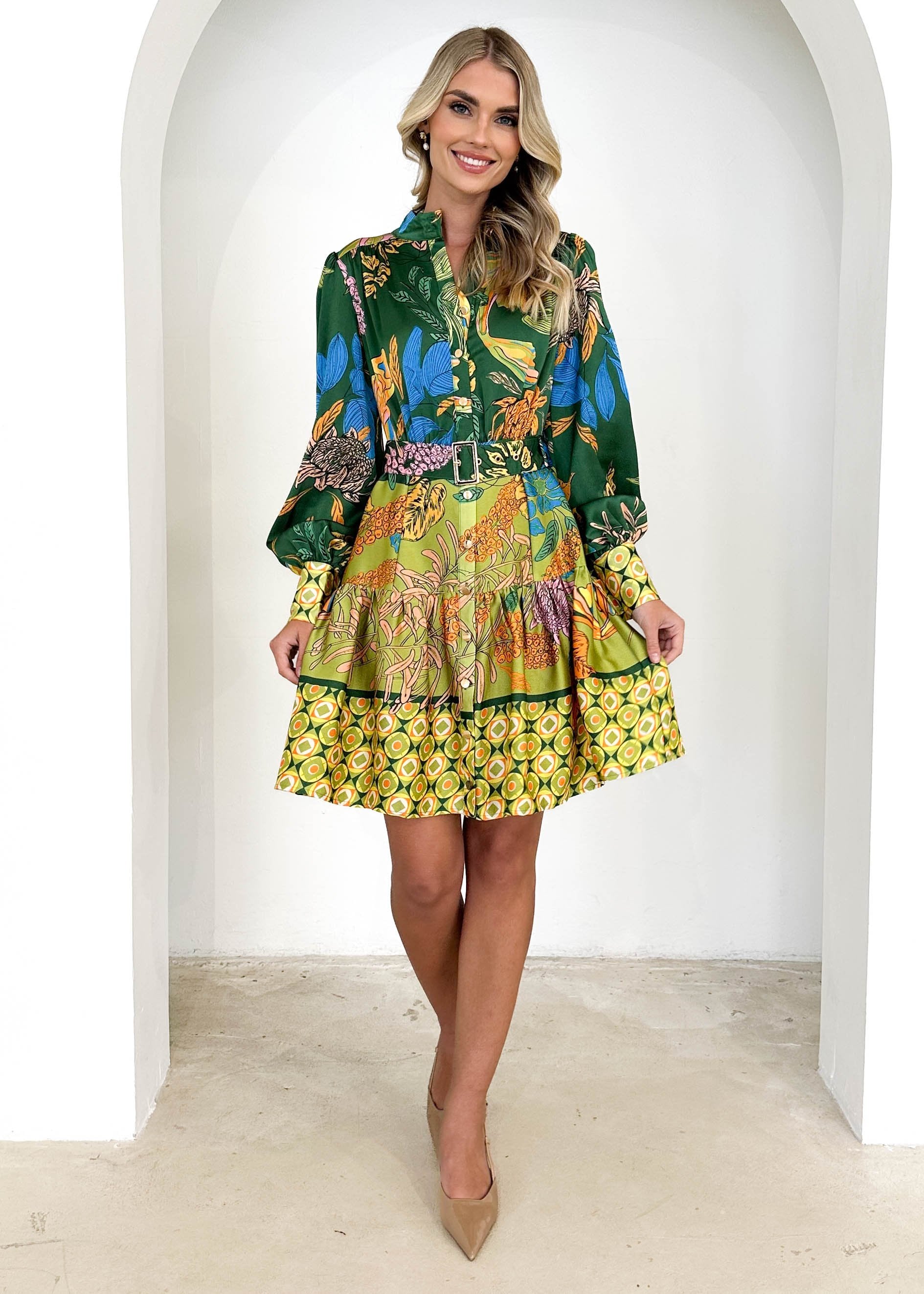 Dakroe Dress - Green Banksia