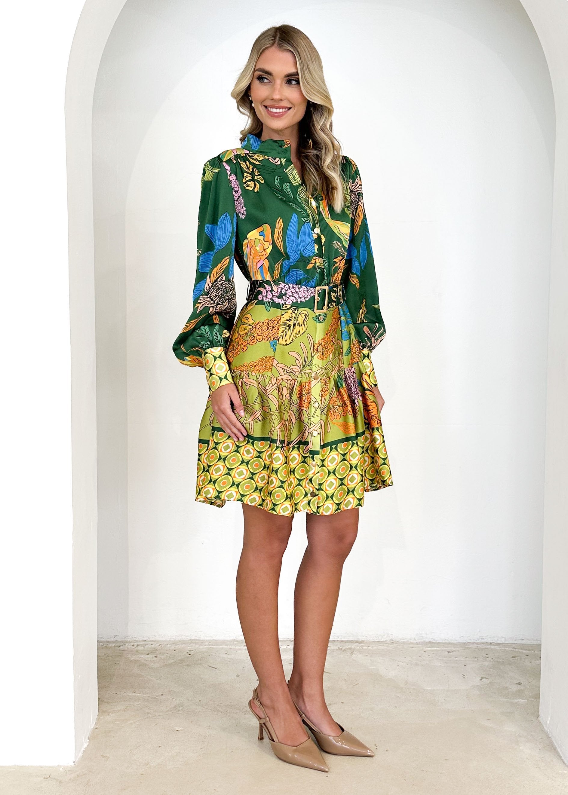 Dakroe Dress - Green Banksia