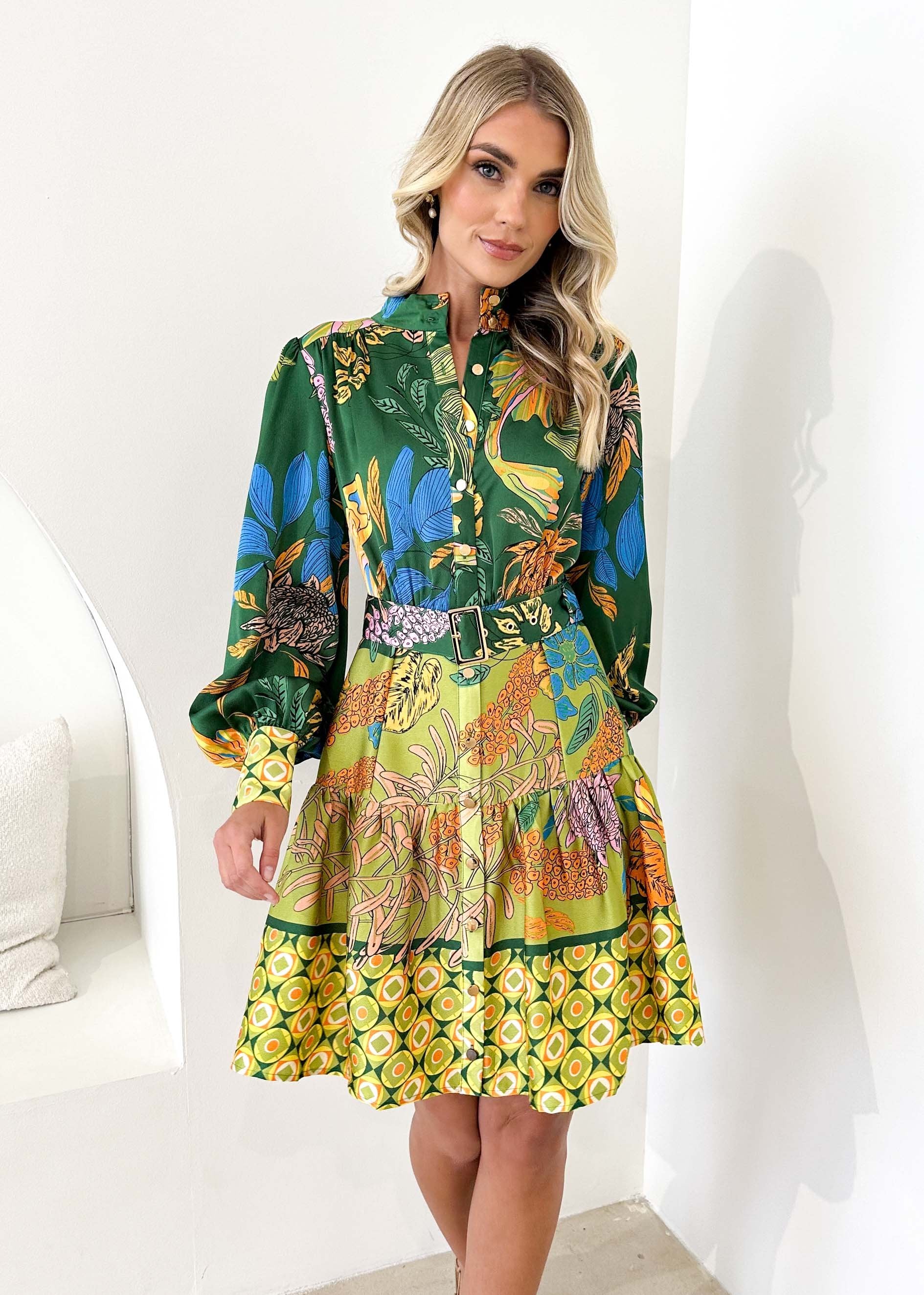 Dakroe Dress - Green Banksia