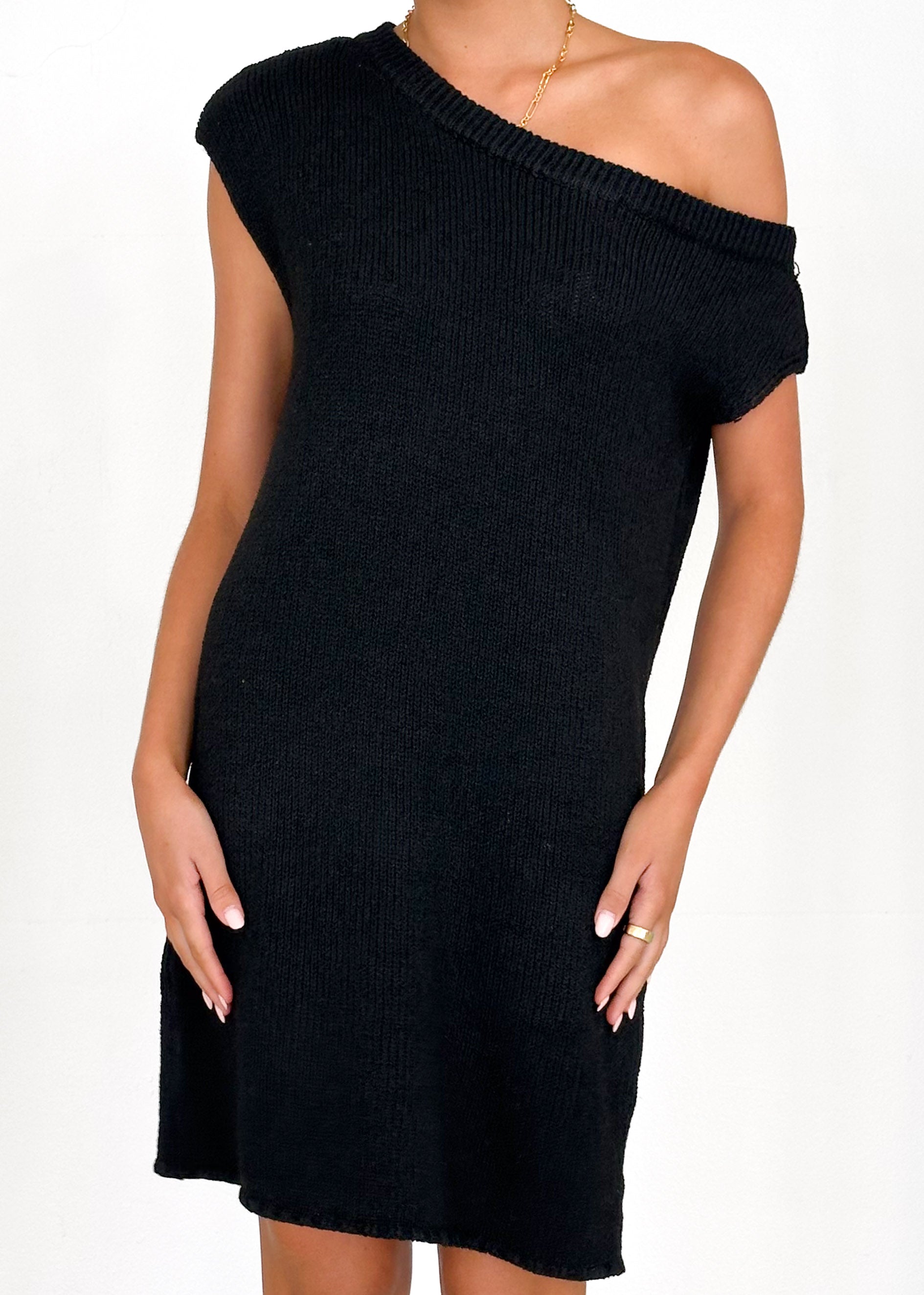 Esjay One Shoulder Dress - Black