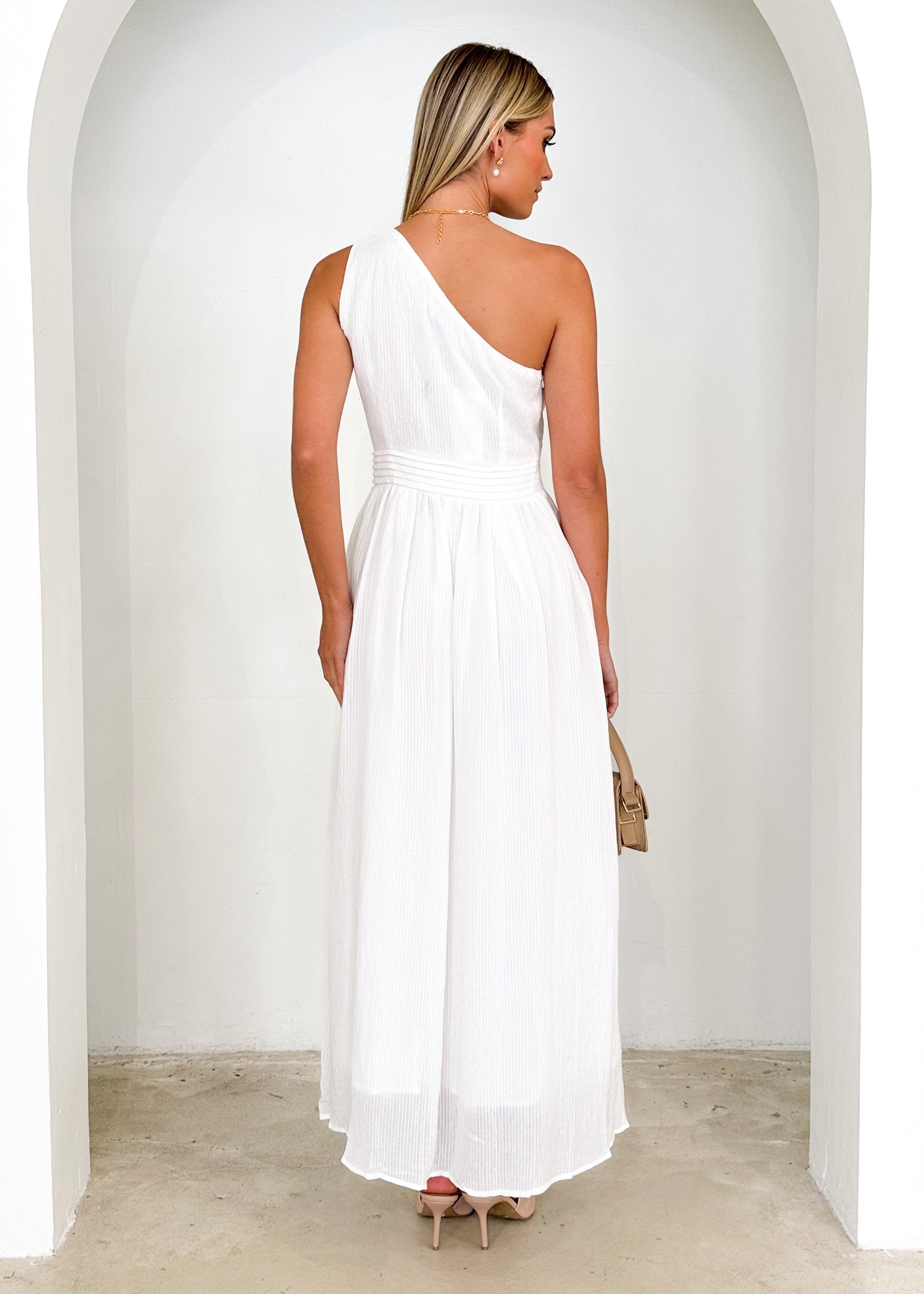 Essja One Shoulder Midi Dress - Off White