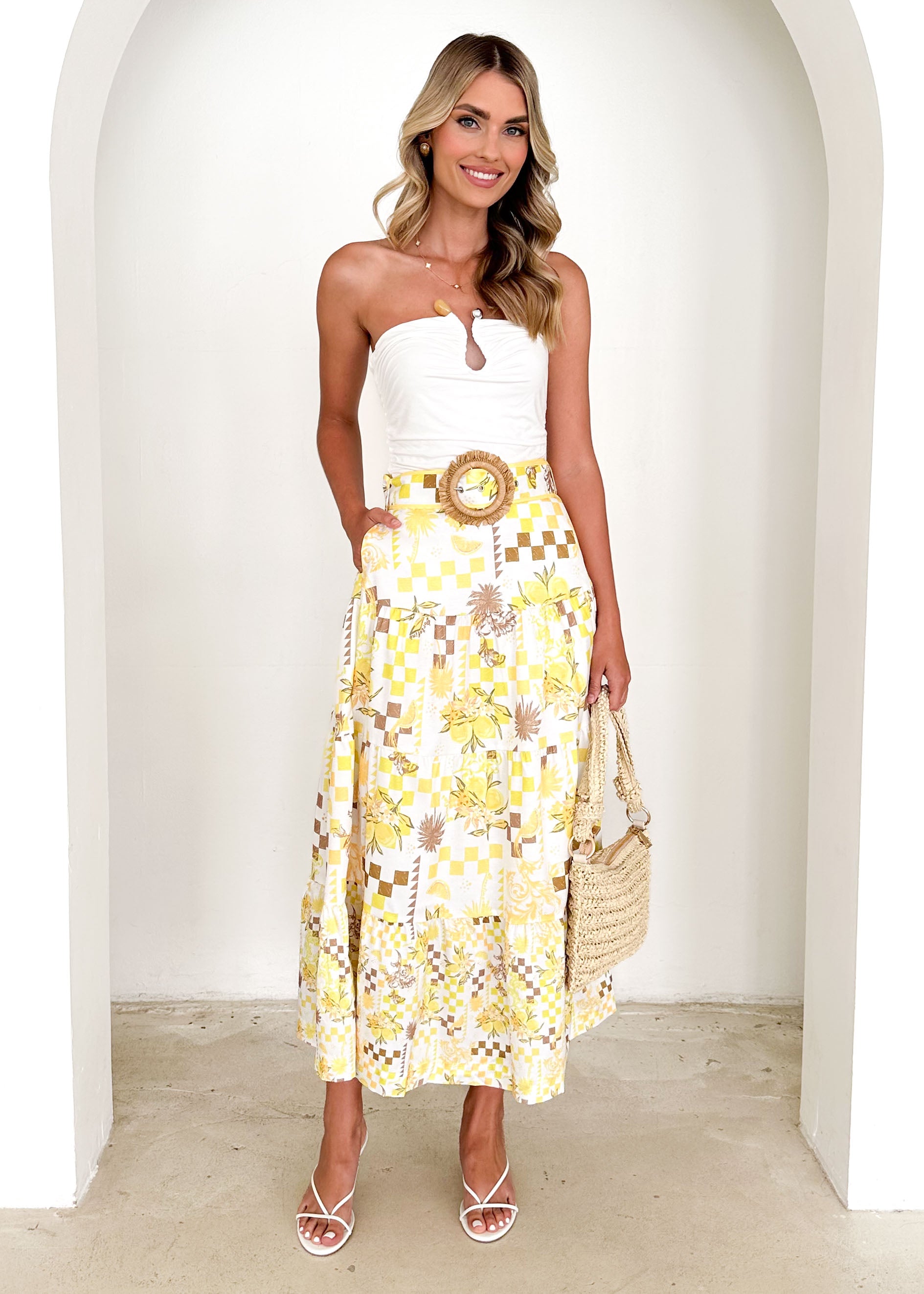 Rorie Maxi Skirt - Lemon Abstract