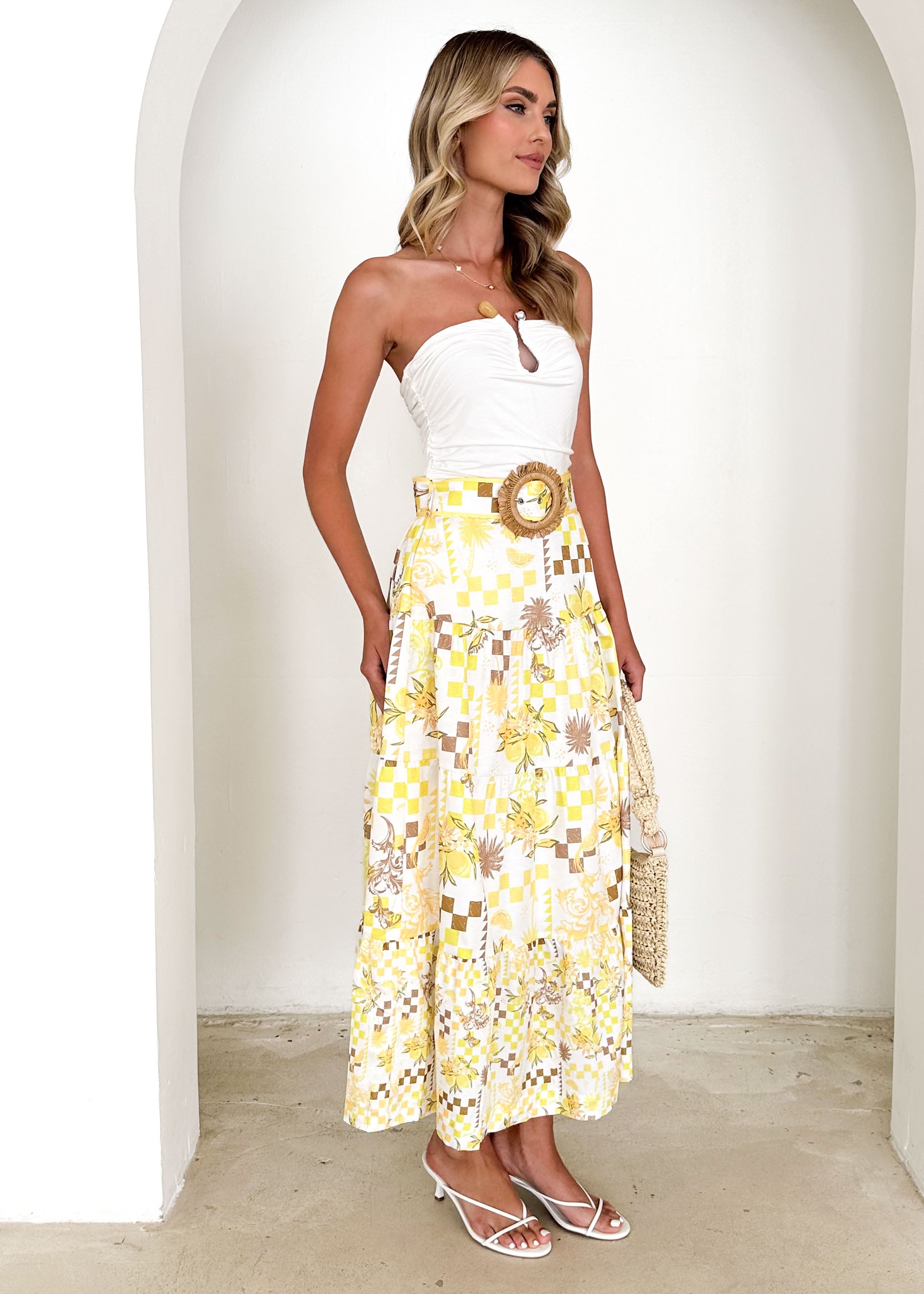 Rorie Maxi Skirt - Lemon Abstract