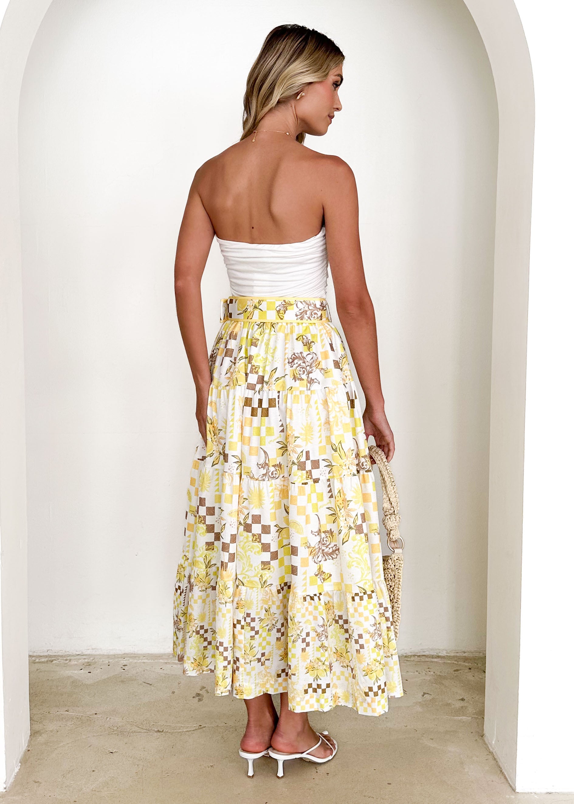 Rorie Maxi Skirt - Lemon Abstract