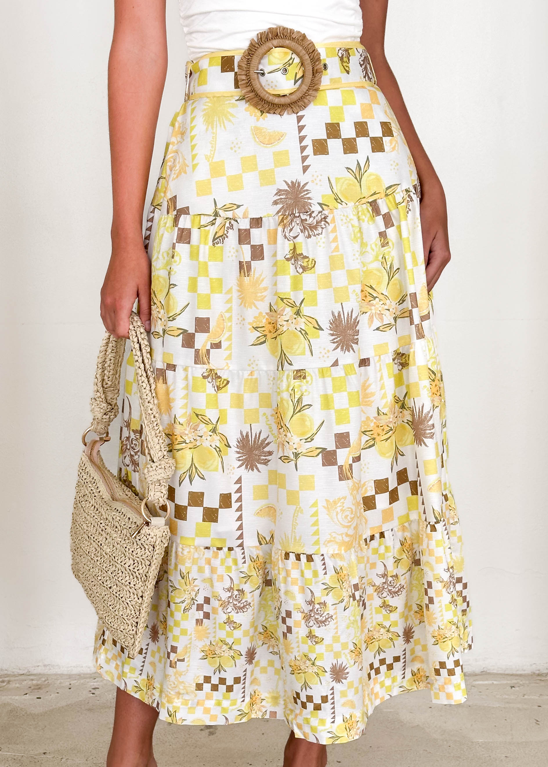 Rorie Maxi Skirt - Lemon Abstract