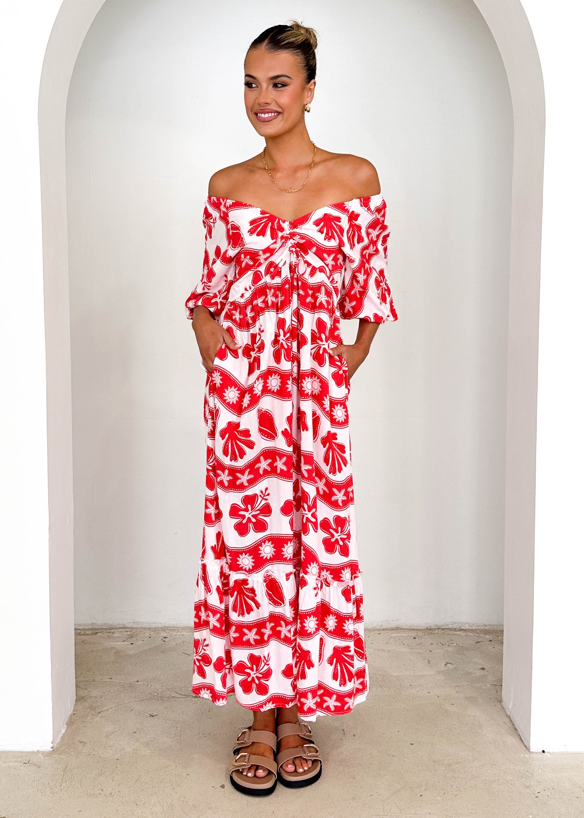 Franklin Maxi Dress - Red Kaida