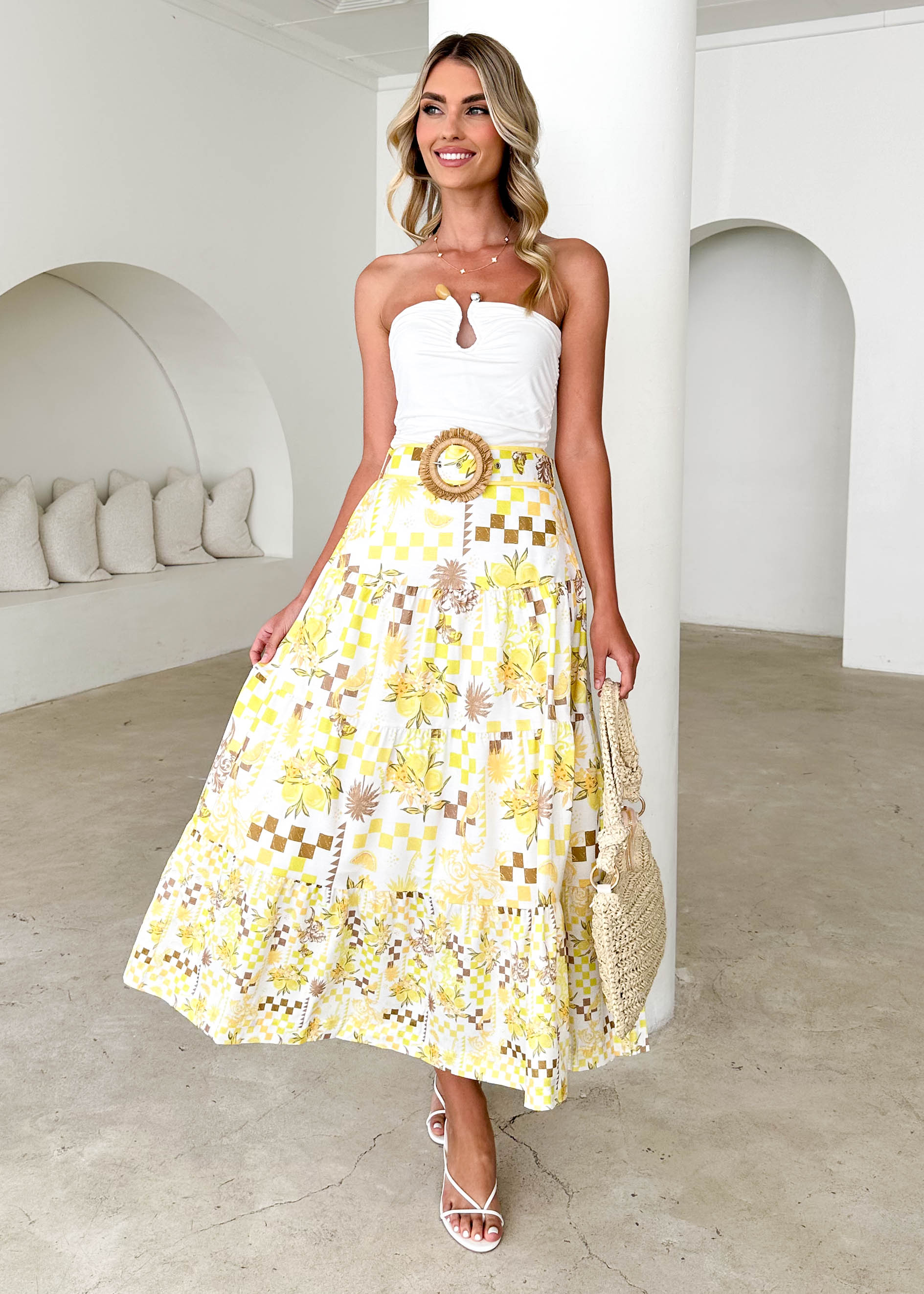 Rorie Maxi Skirt - Lemon Abstract