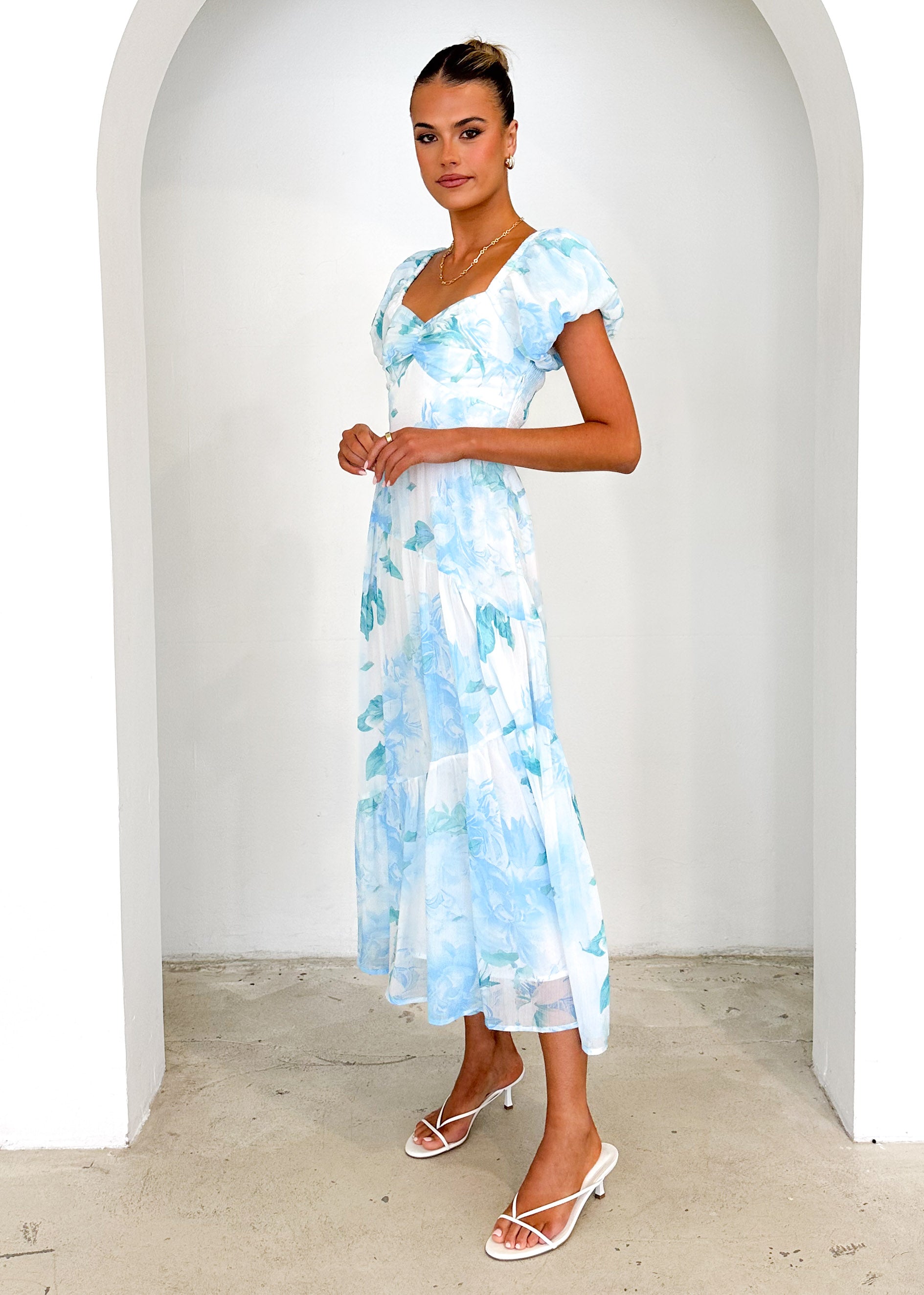 Genoa Midi Dress - Blue Floral