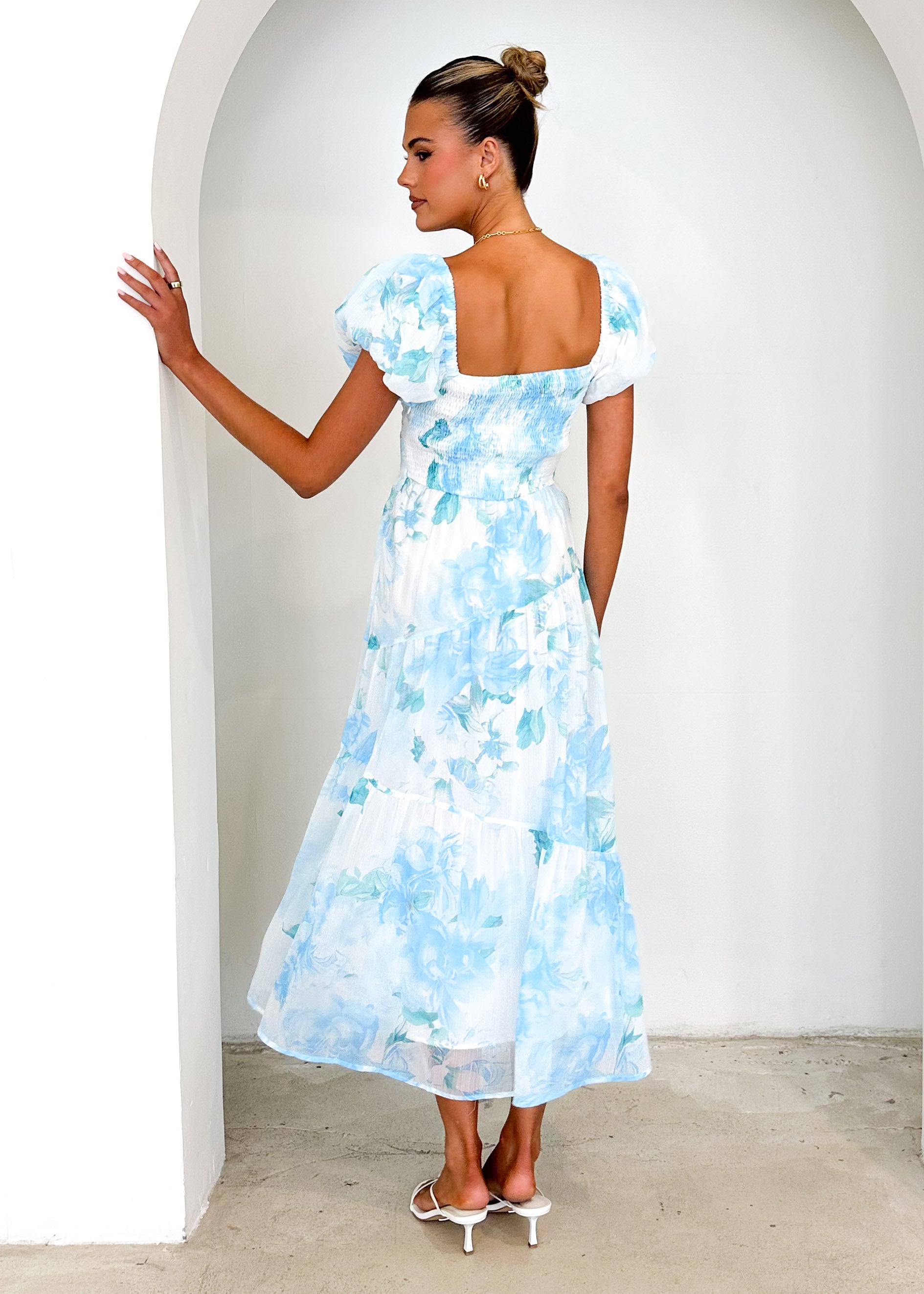 Genoa Midi Dress - Blue Floral