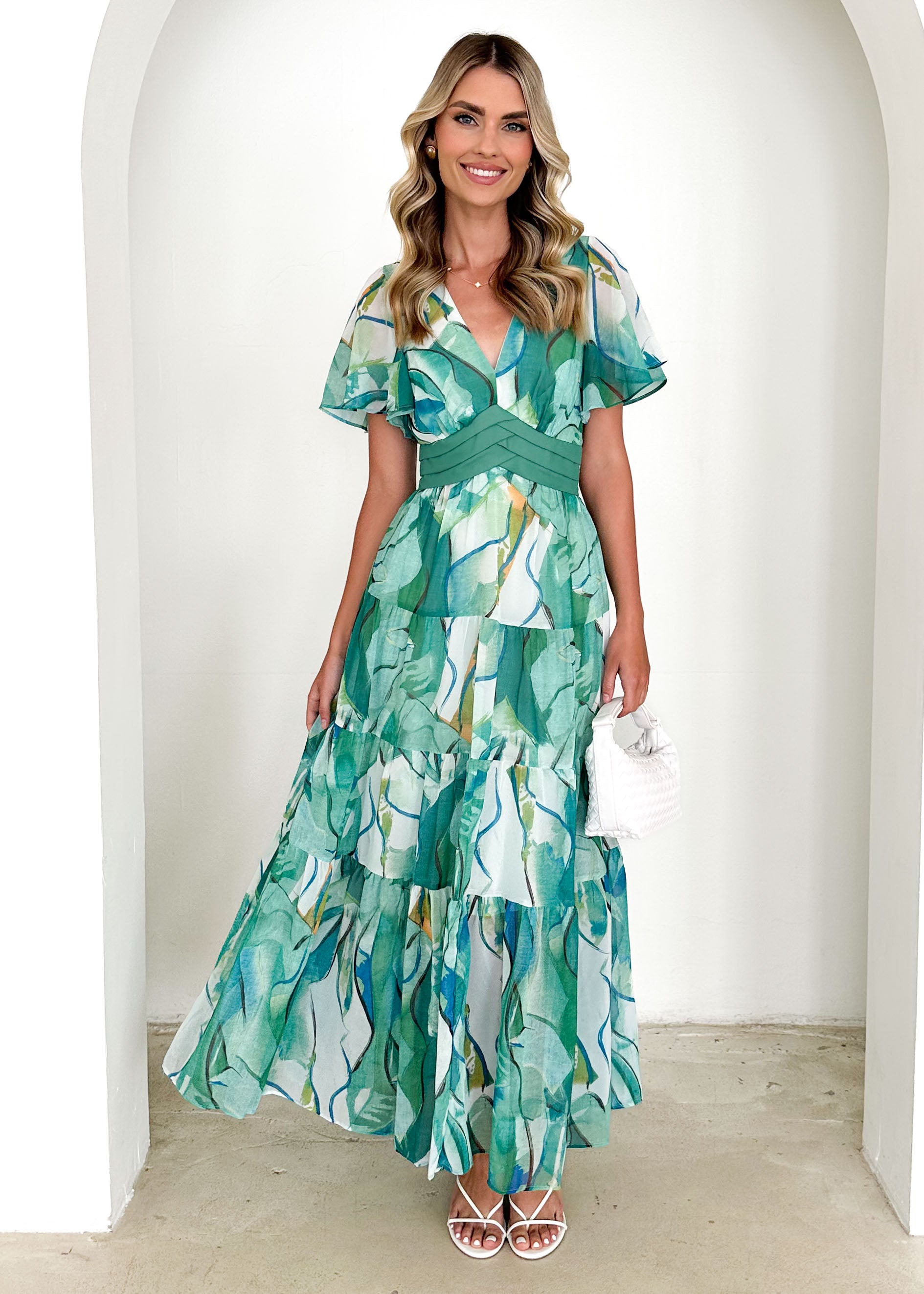 Gracelands Maxi Dress - Green Watercolour