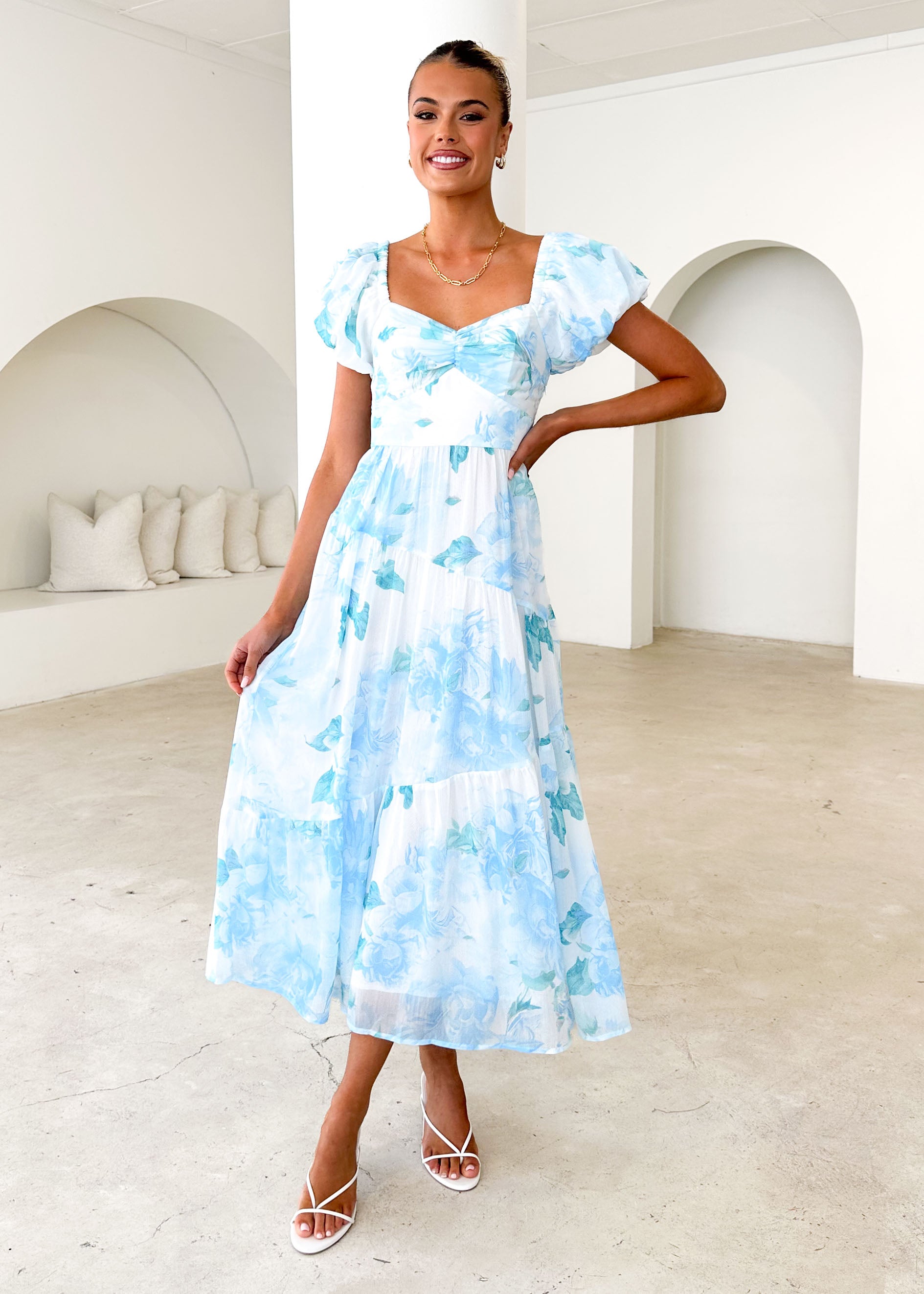 Genoa Midi Dress - Blue Floral