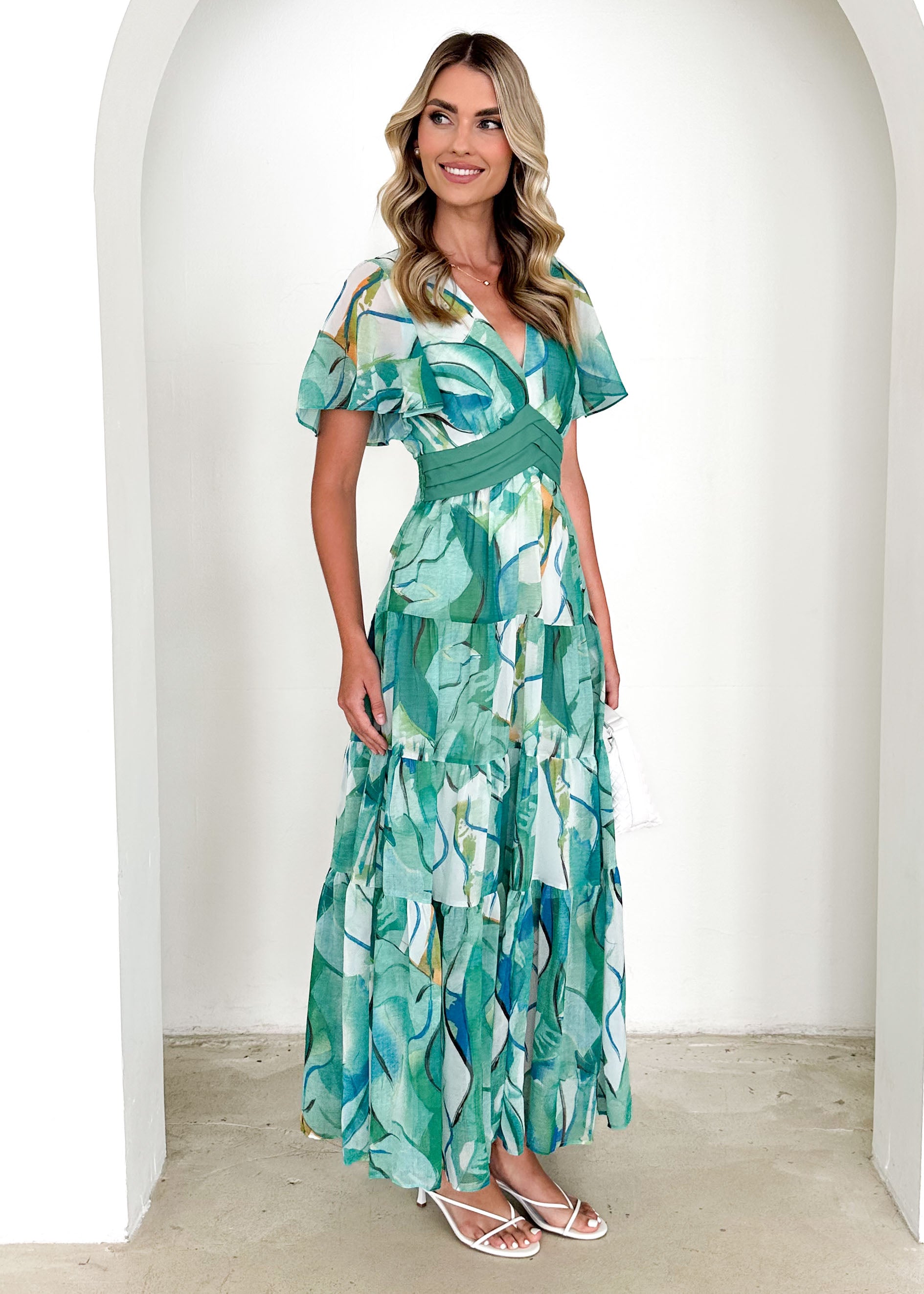 Gracelands Maxi Dress - Green Watercolour