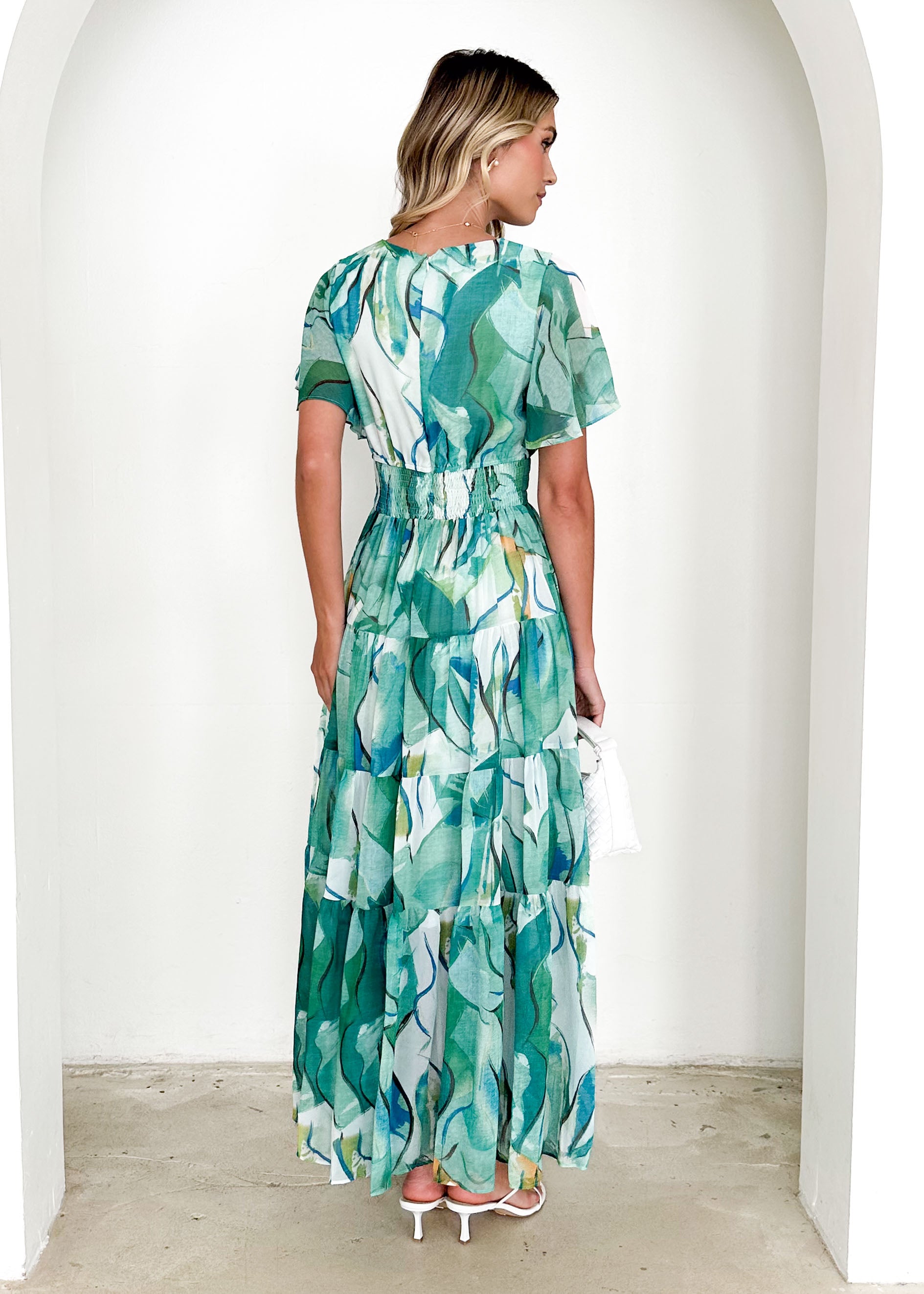 Gracelands Maxi Dress - Green Watercolour