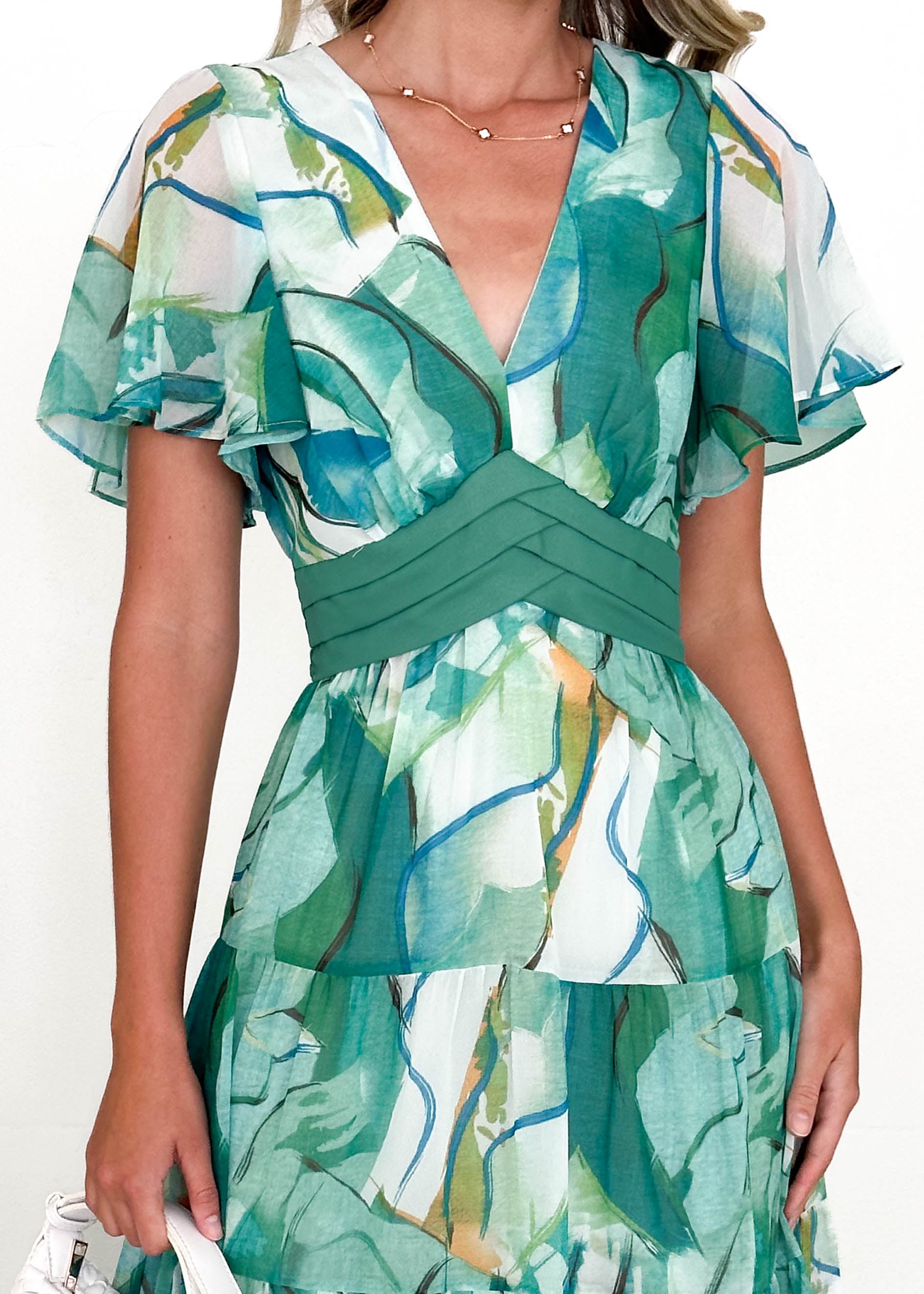 Gracelands Maxi Dress - Green Watercolour