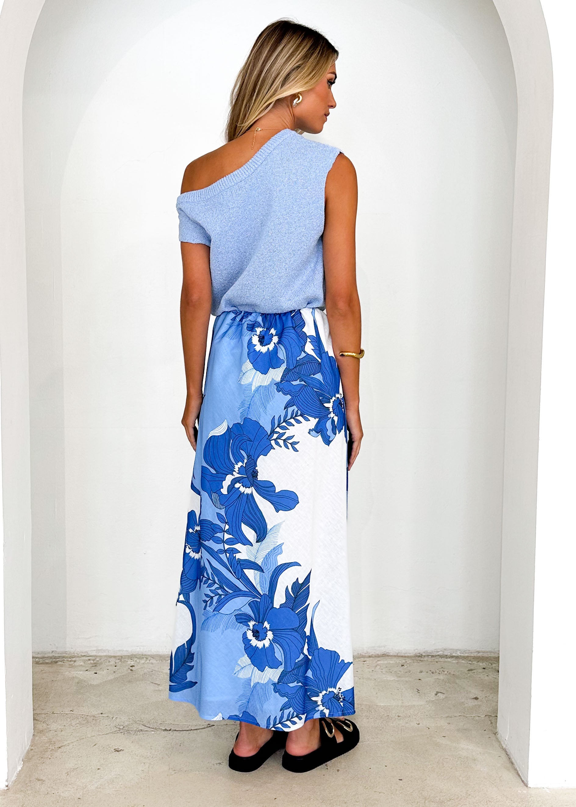 Ava Maxi Skirt - Blue Floral