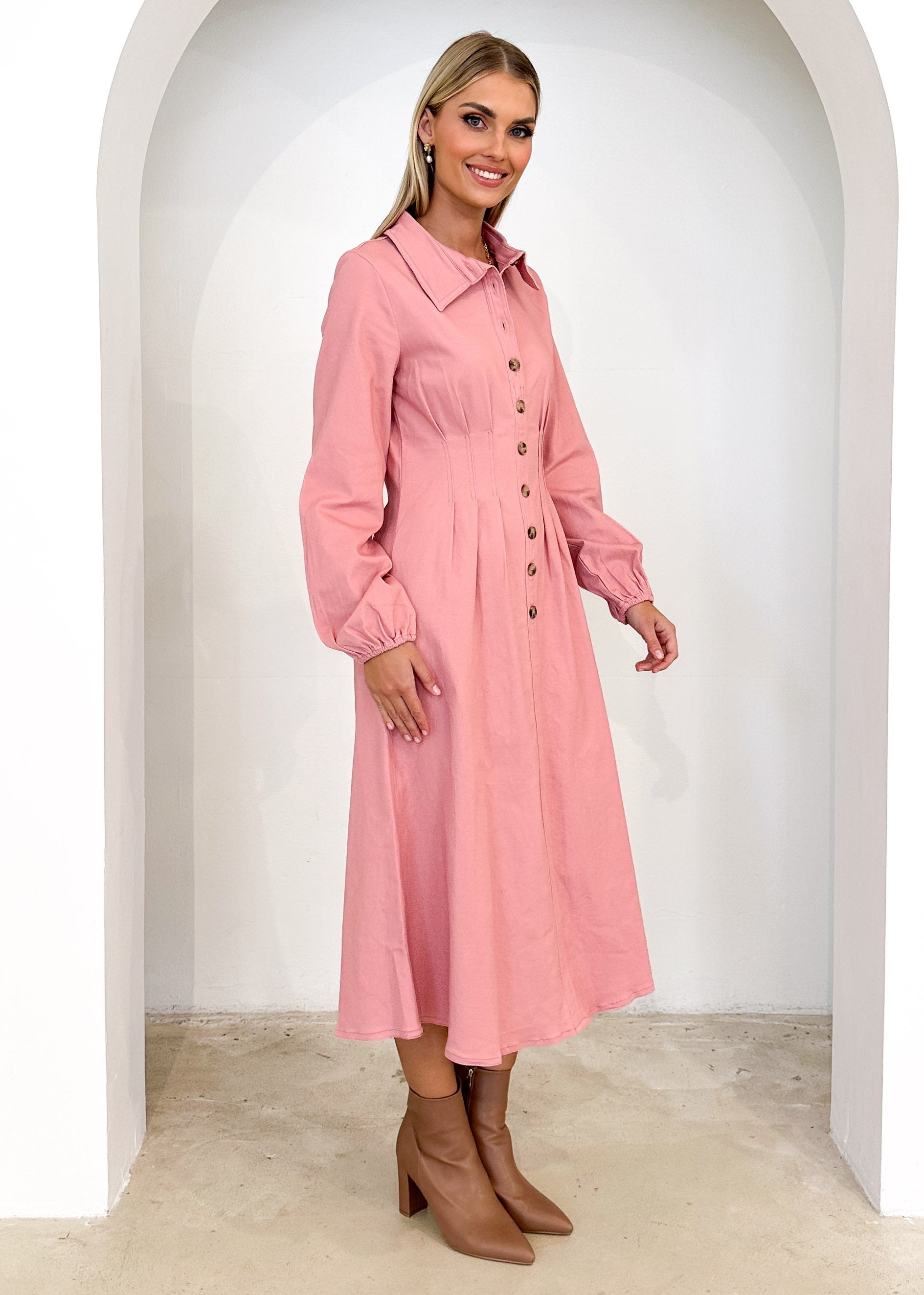 Chrissly Midi Dress - Pink