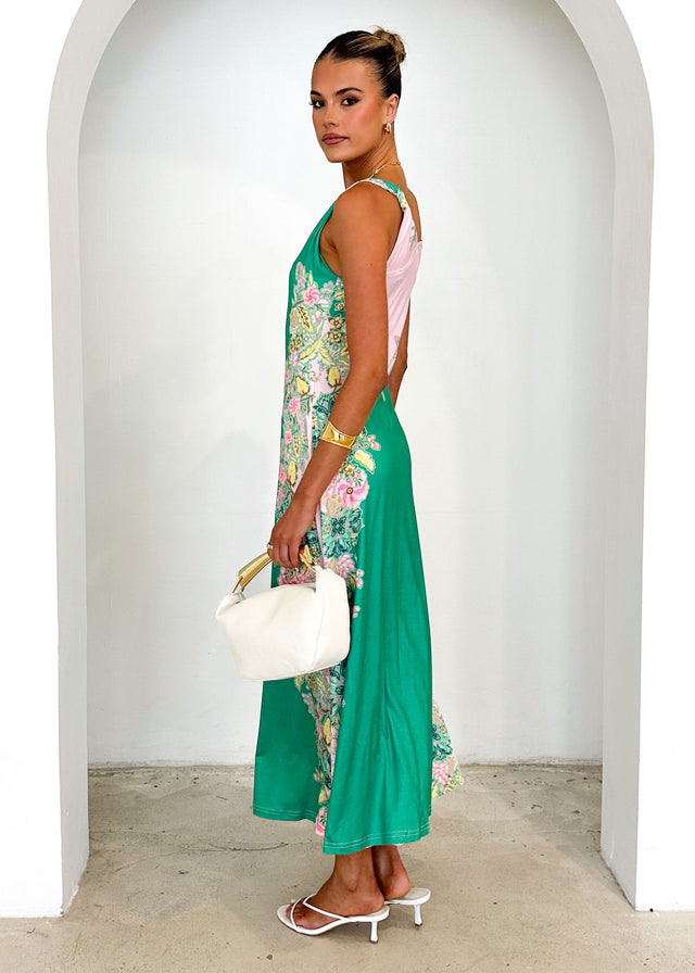 Blossom One Shoulder Maxi Dress - Green Gia